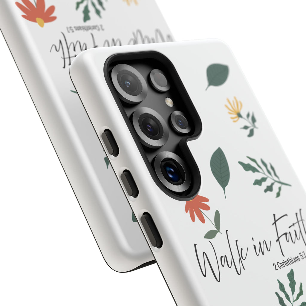 Walk in Faith Floral Phone Case — 2 Corinthians 5:7 Christian iPhone Case