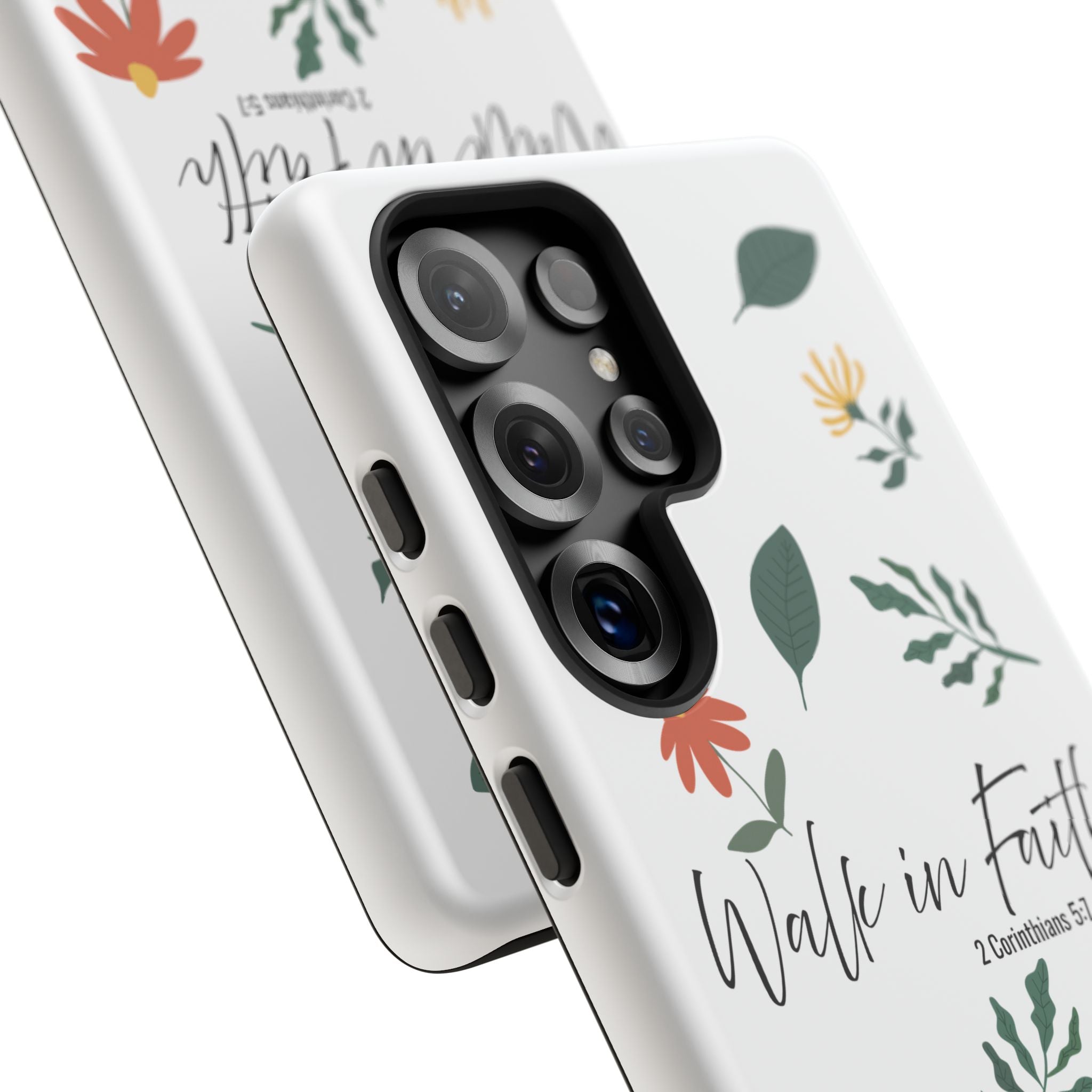 Walk in Faith Floral Phone Case — 2 Corinthians 5:7 Christian iPhone Case