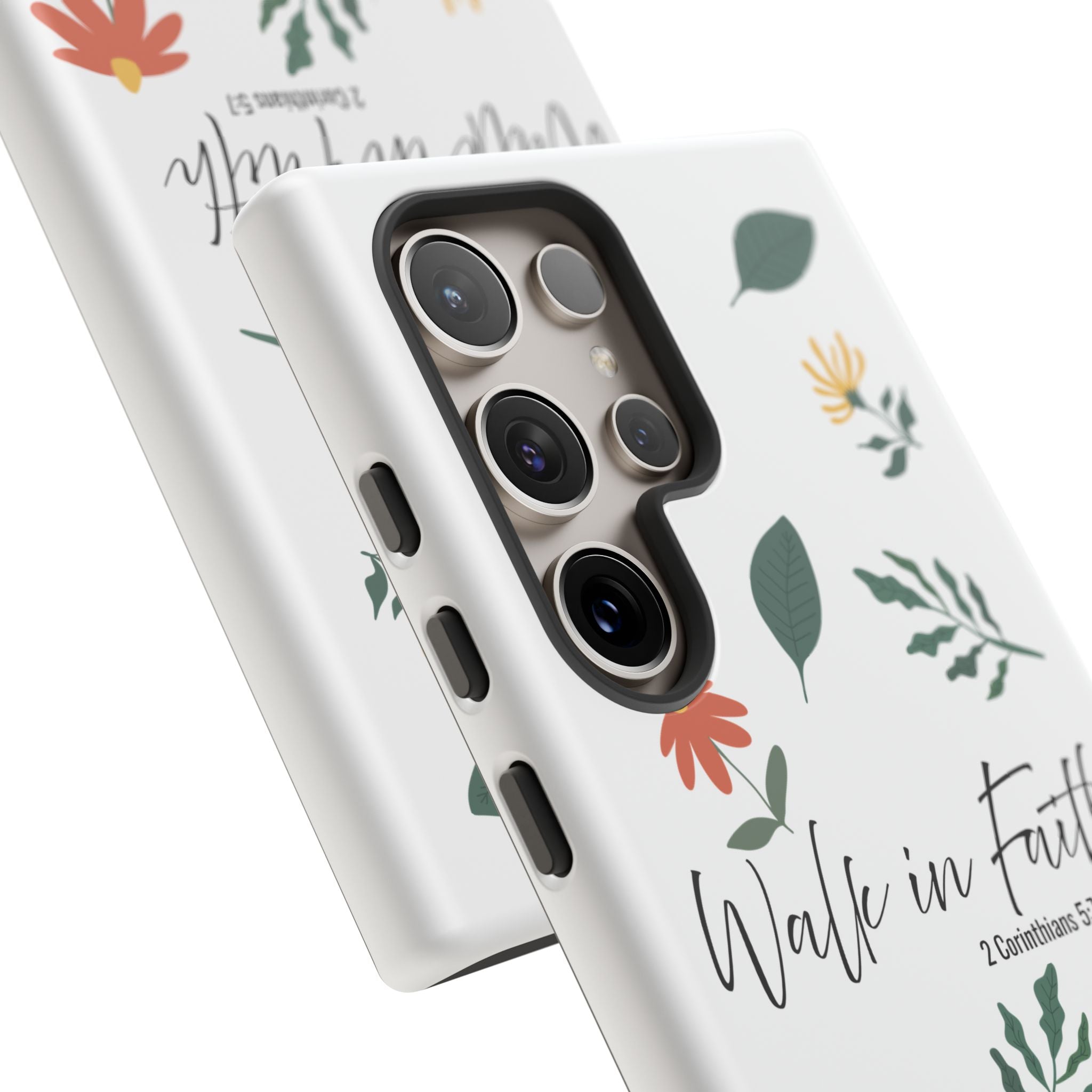 Walk in Faith Floral Phone Case — 2 Corinthians 5:7 Christian iPhone Case