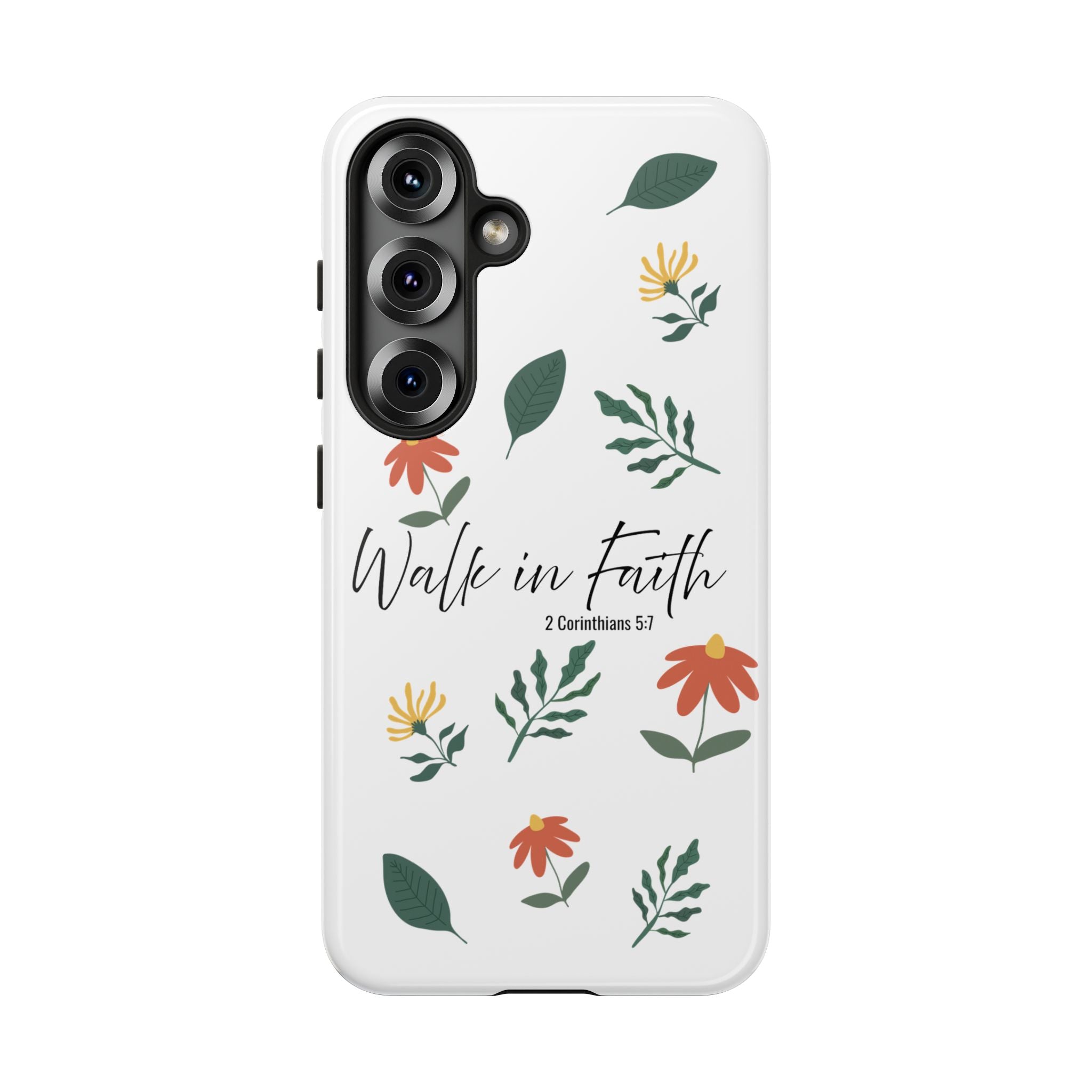 Walk in Faith Floral Phone Case — 2 Corinthians 5:7 Christian iPhone Case