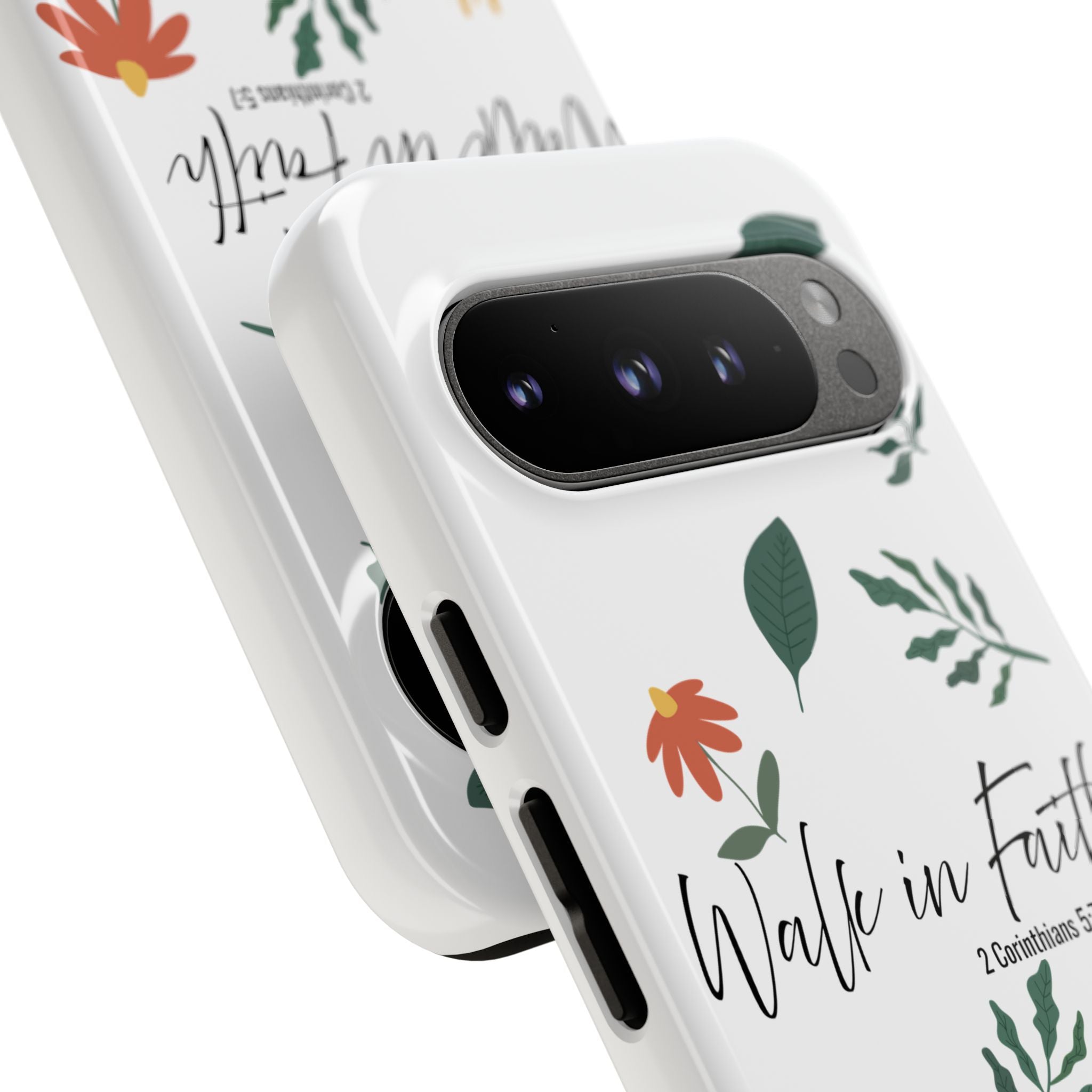 Walk in Faith Floral Phone Case — 2 Corinthians 5:7 Christian iPhone Case