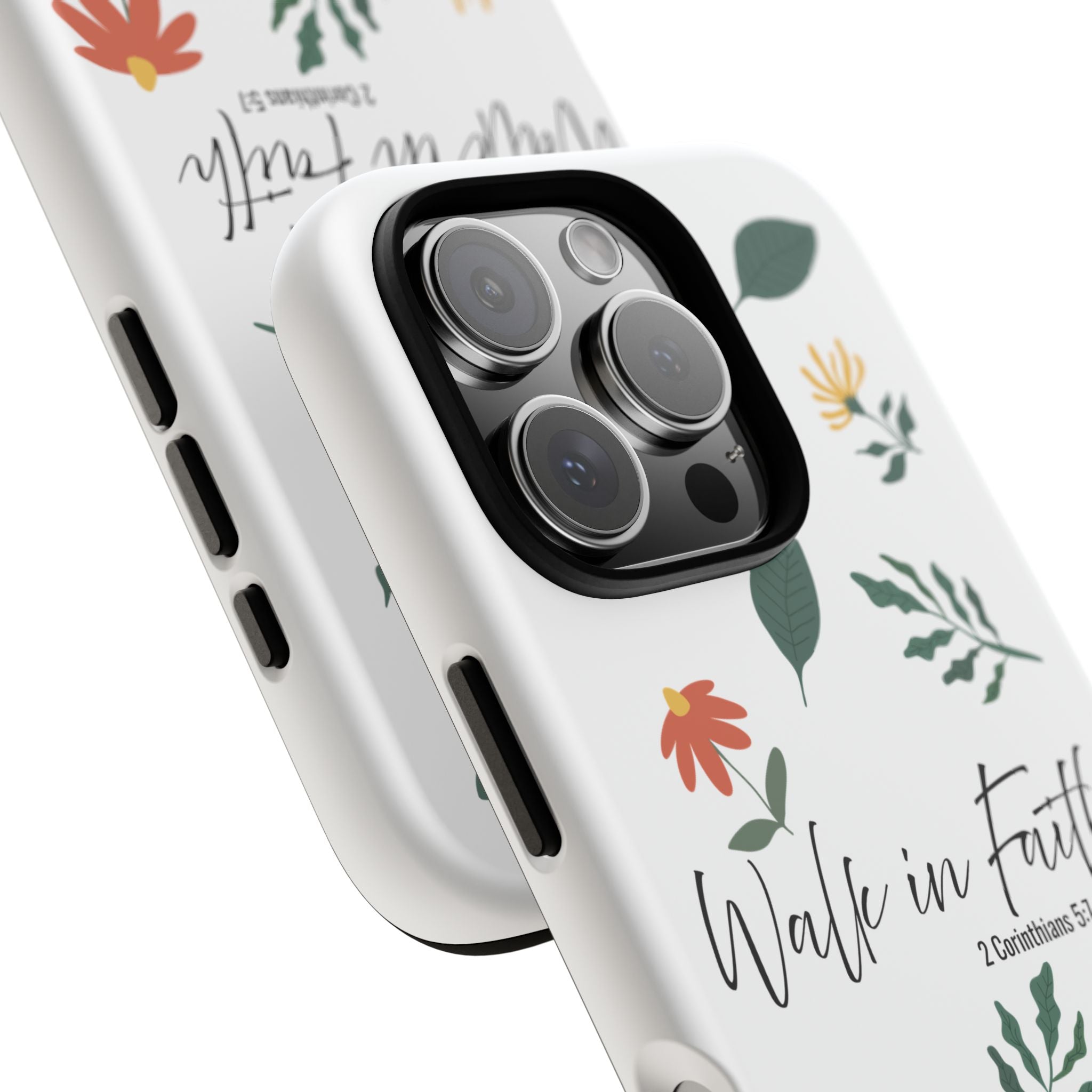 Walk in Faith Floral Phone Case — 2 Corinthians 5:7 Christian iPhone Case