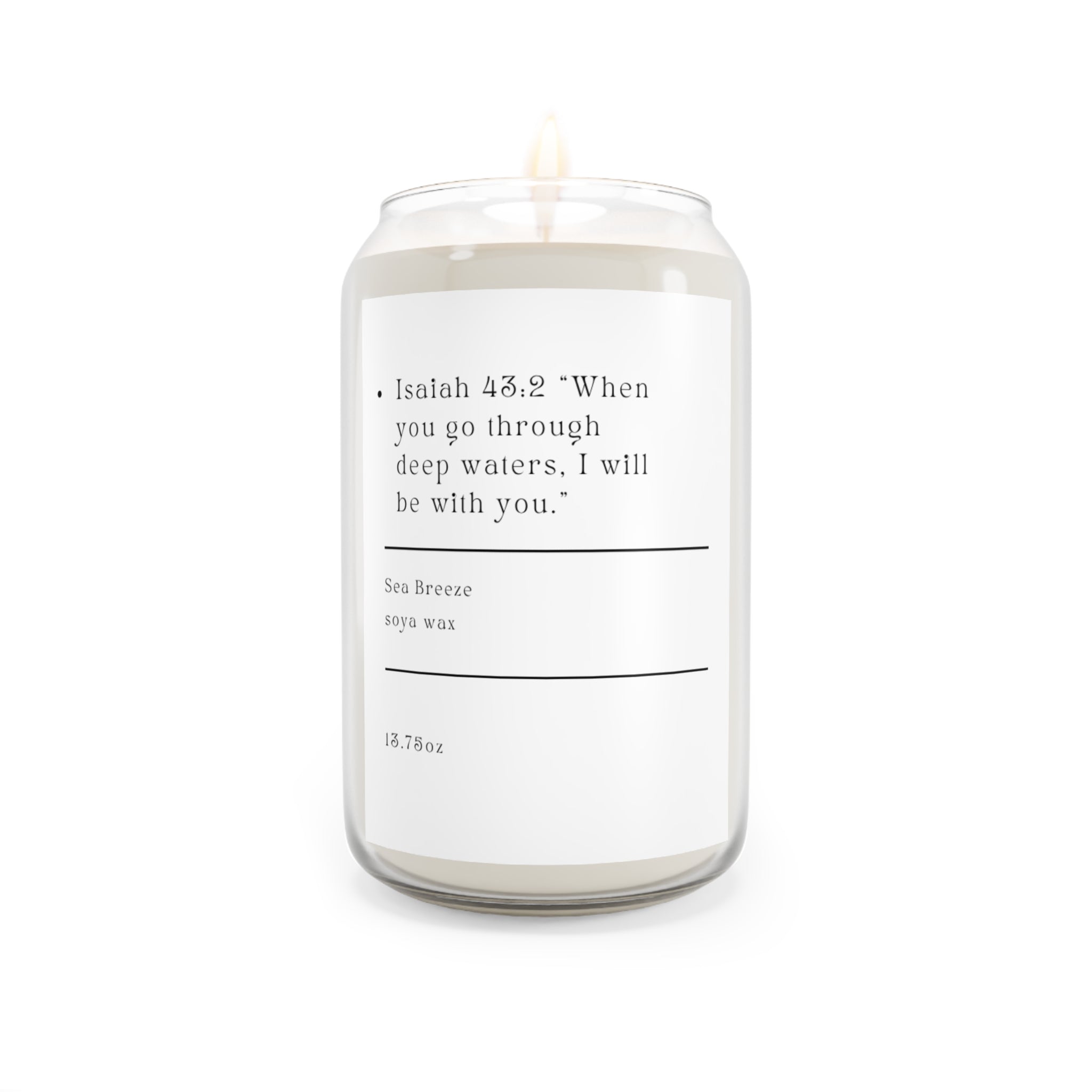 Isaiah 43:2 Sea Breeze Scented Soy Candle 13.75 oz
