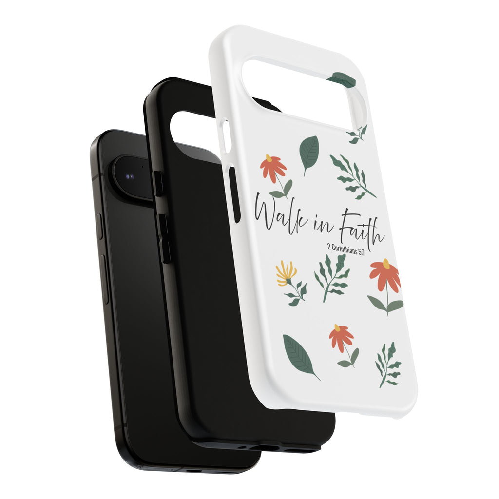 Walk in Faith Floral Phone Case — 2 Corinthians 5:7 Christian iPhone Case