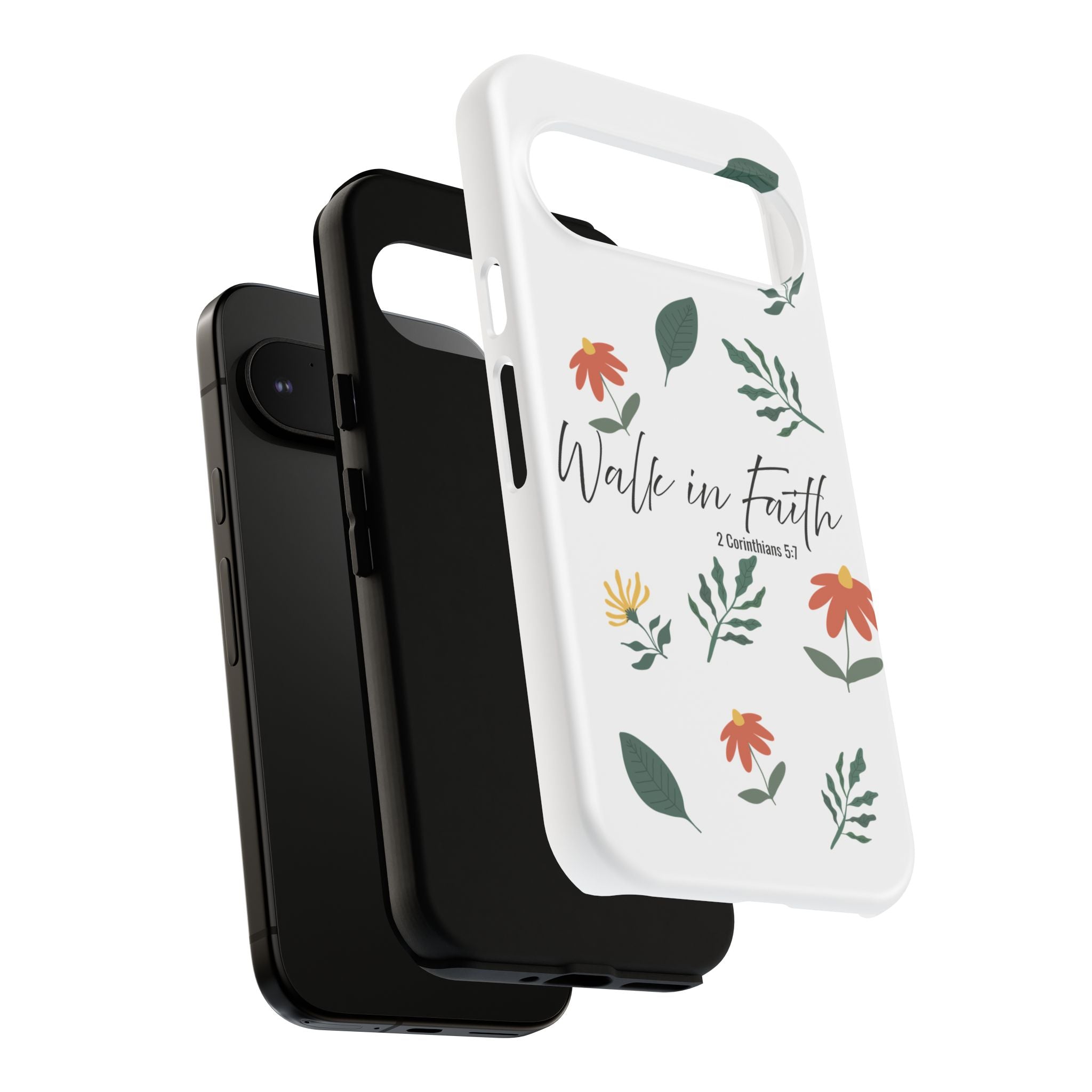 Walk in Faith Floral Phone Case — 2 Corinthians 5:7 Christian iPhone Case