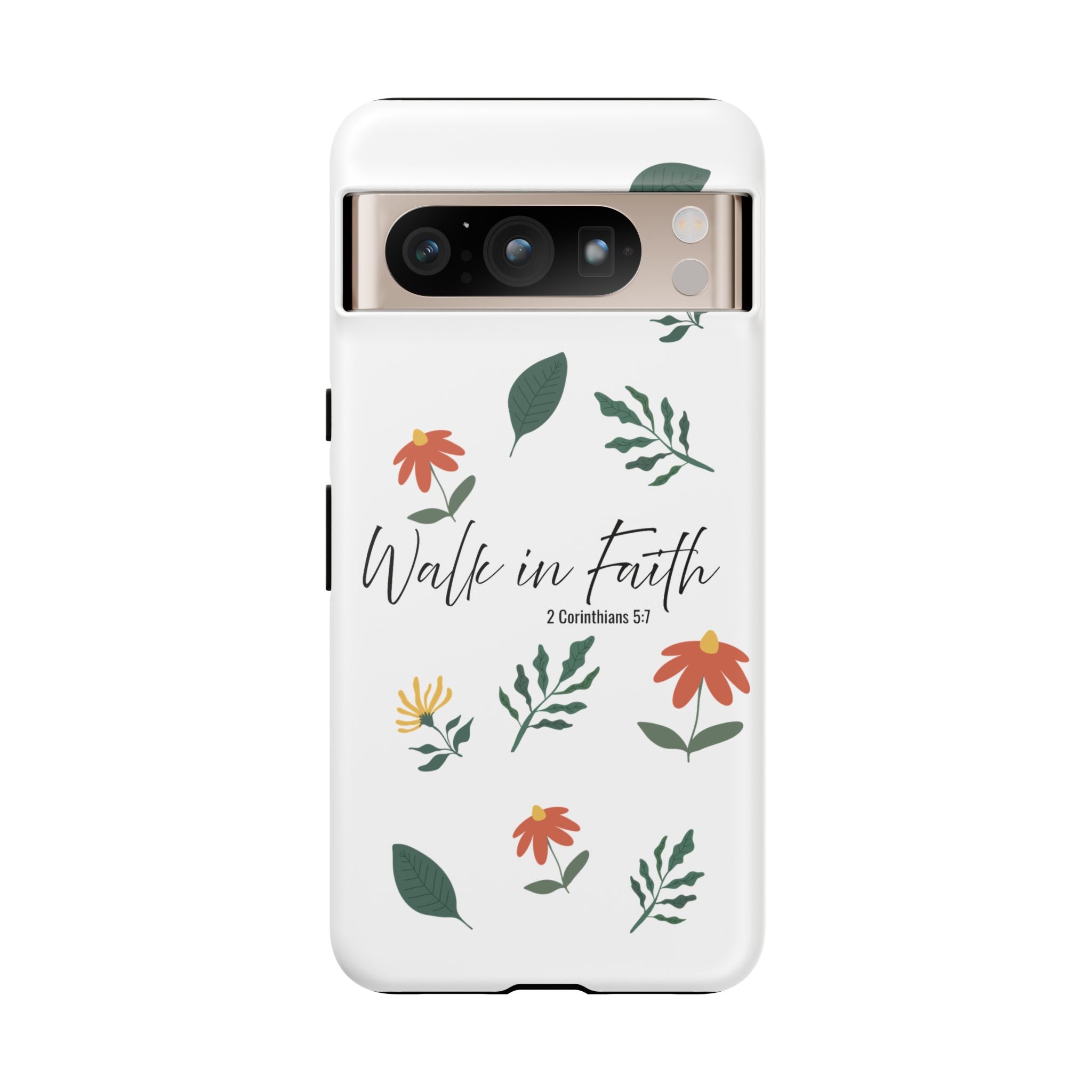 Walk in Faith Floral Phone Case — 2 Corinthians 5:7 Christian iPhone Case