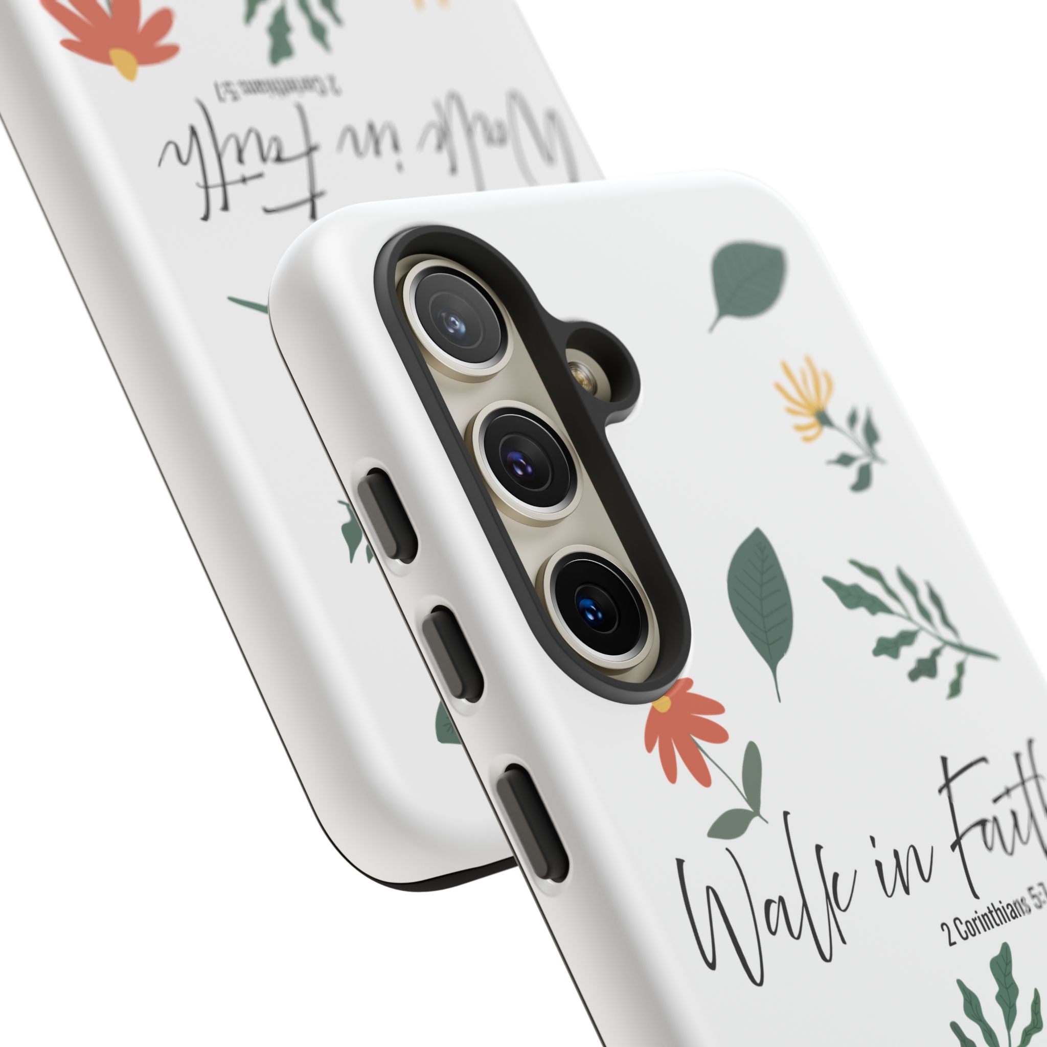 Walk in Faith Floral Phone Case — 2 Corinthians 5:7 Christian iPhone Case