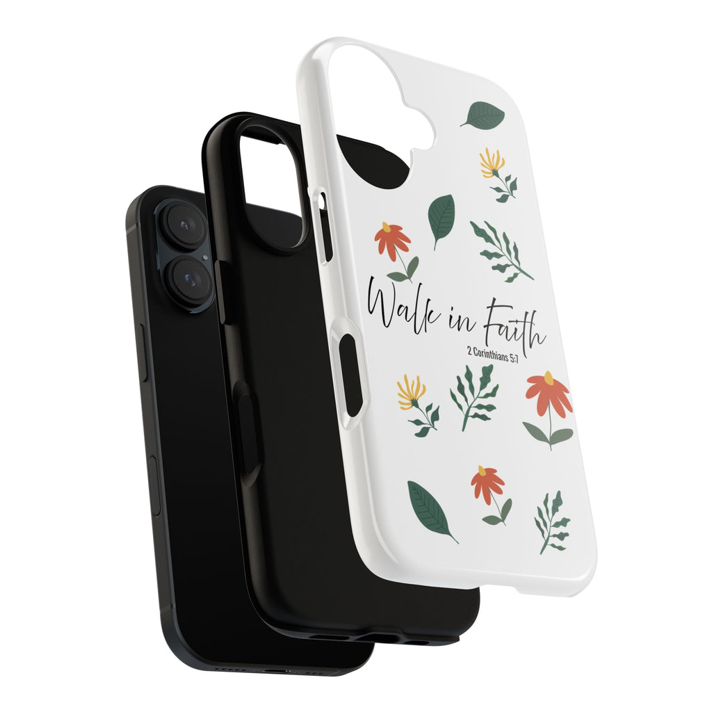 Walk in Faith Floral Phone Case — 2 Corinthians 5:7 Christian iPhone Case
