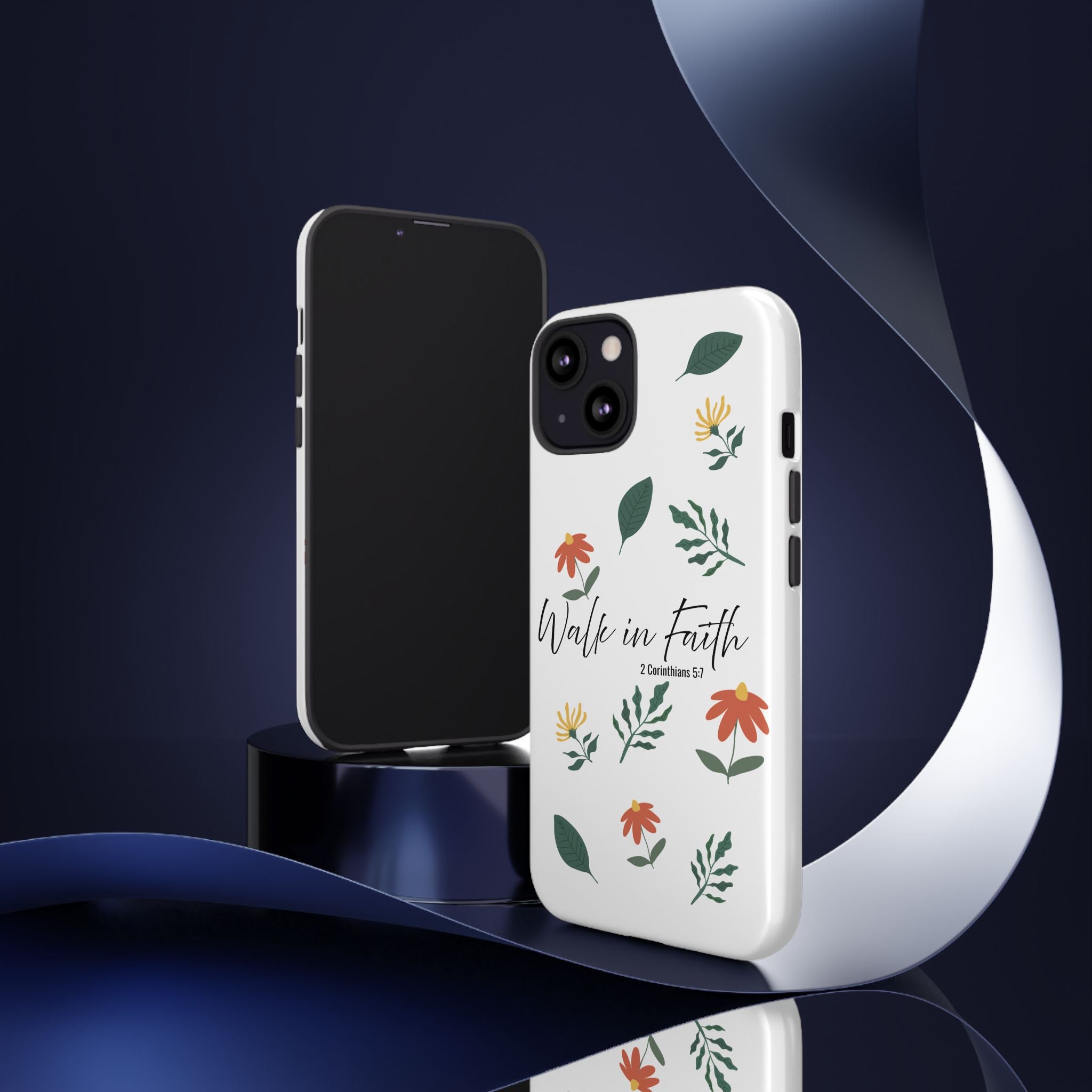 Walk in Faith Floral Phone Case — 2 Corinthians 5:7 Christian iPhone Case