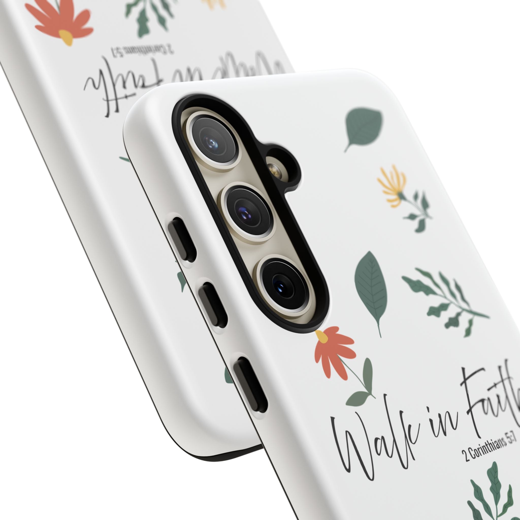 Walk in Faith Floral Phone Case — 2 Corinthians 5:7 Christian iPhone Case