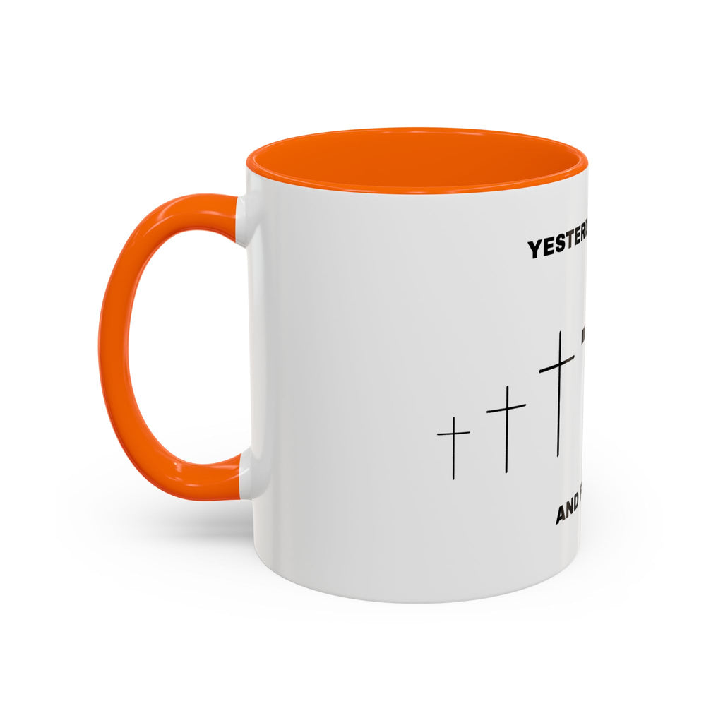 Christian Coffee Mug - "Yesterday, Today and Forever" Cross Accent Mug (11/15oz)