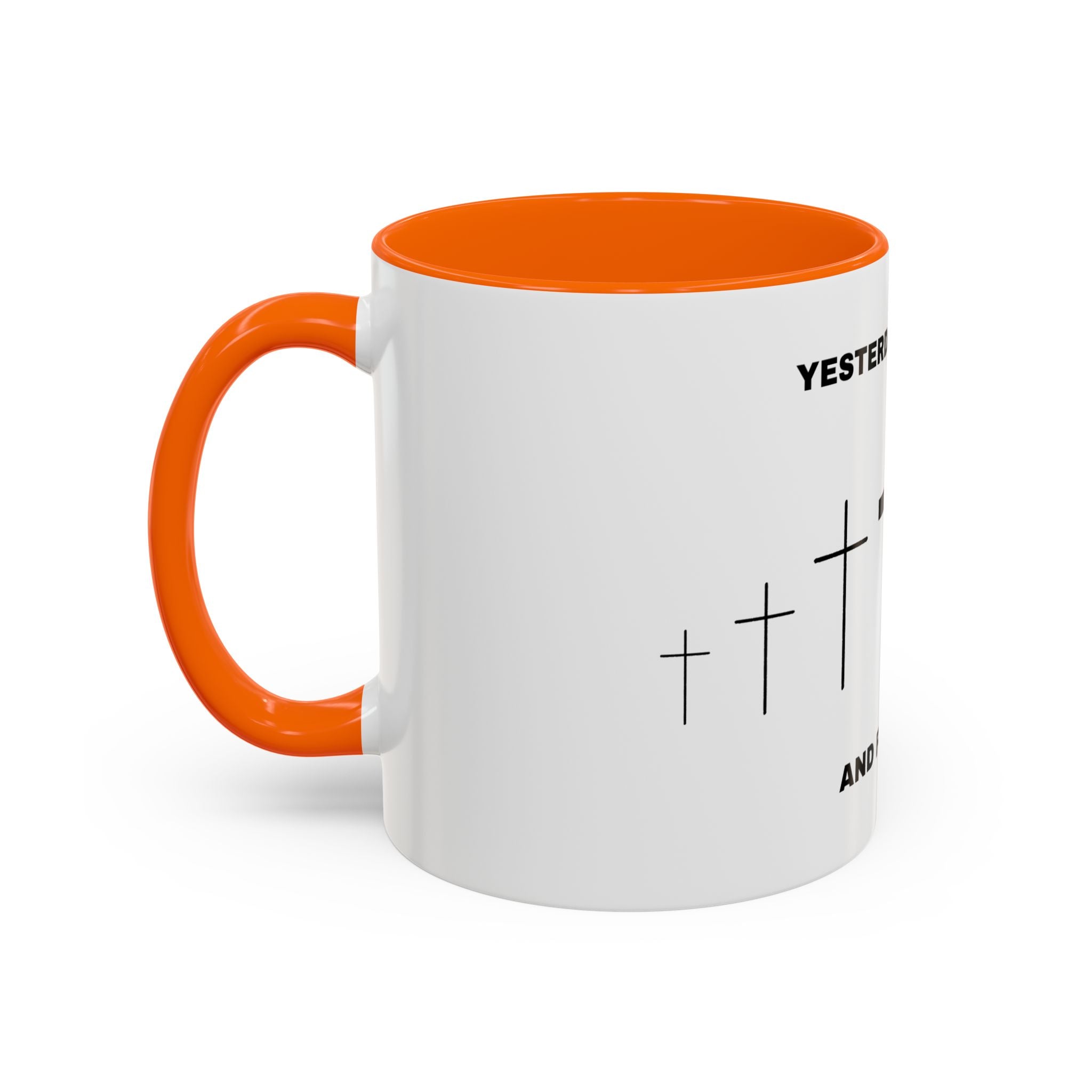 Christian Coffee Mug - "Yesterday, Today and Forever" Cross Accent Mug (11/15oz)