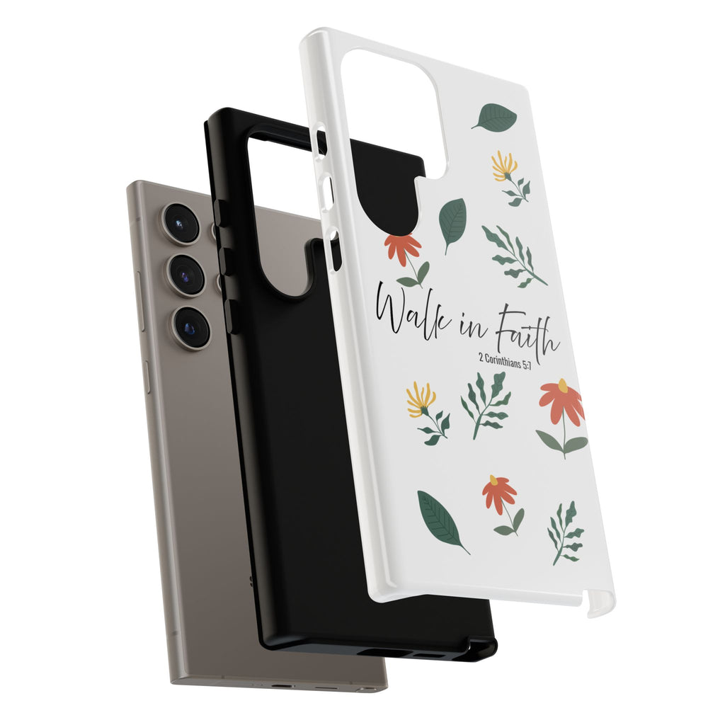 Walk in Faith Floral Phone Case — 2 Corinthians 5:7 Christian iPhone Case