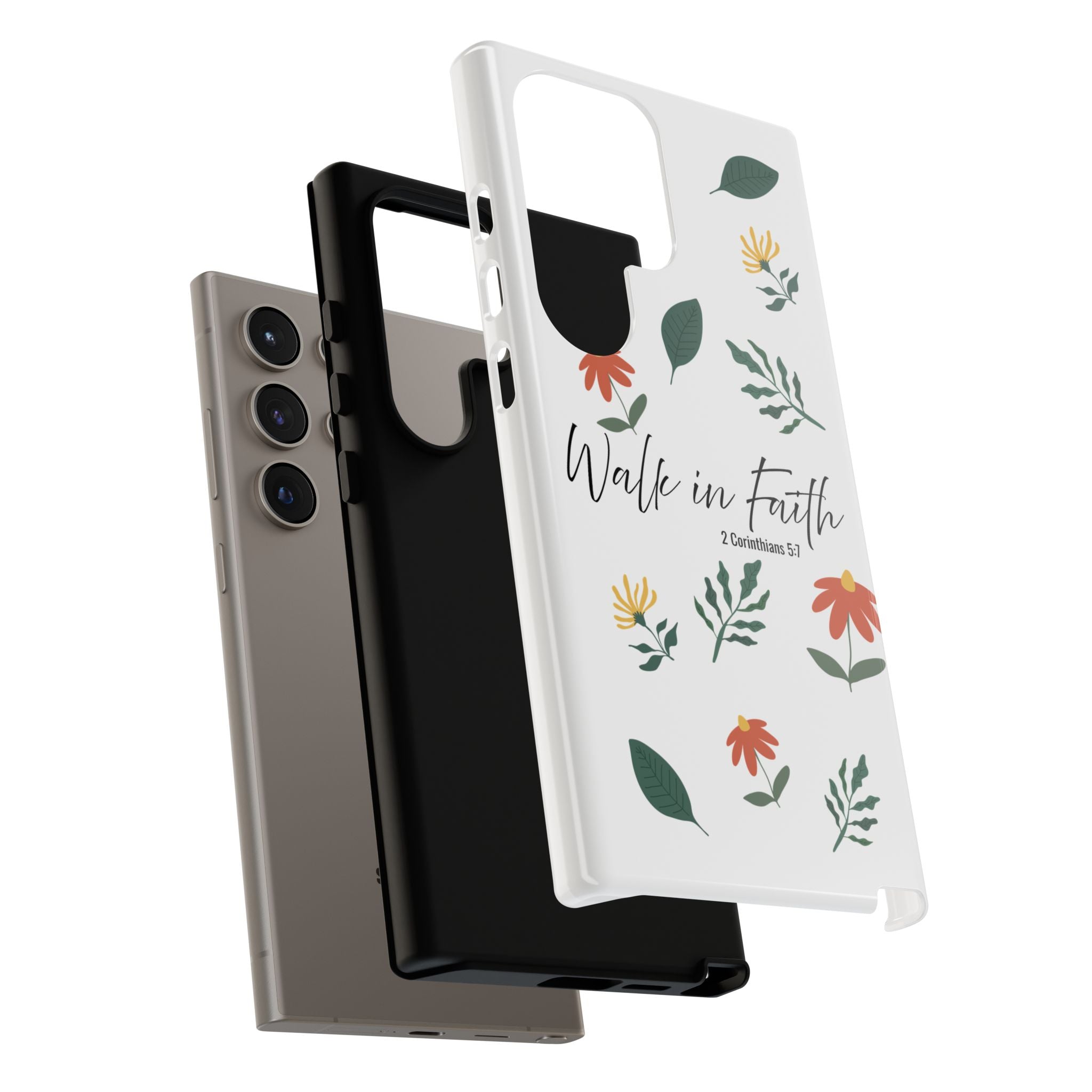 Walk in Faith Floral Phone Case — 2 Corinthians 5:7 Christian iPhone Case