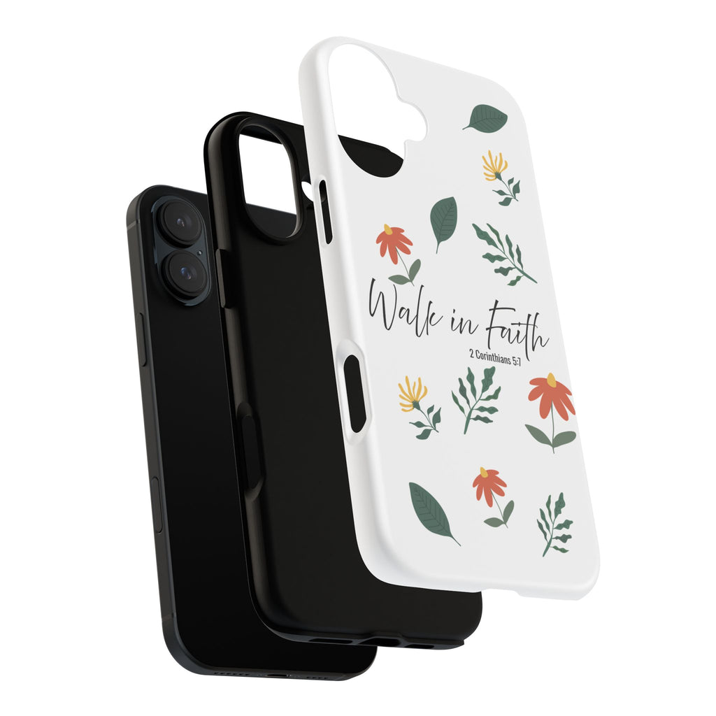 Walk in Faith Floral Phone Case — 2 Corinthians 5:7 Christian iPhone Case