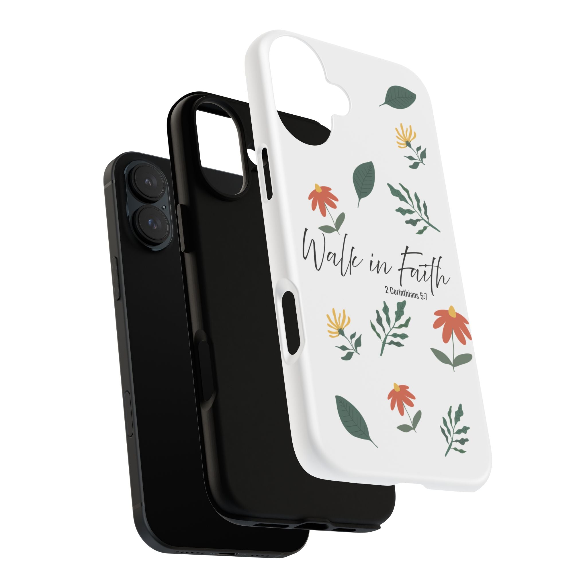 Walk in Faith Floral Phone Case — 2 Corinthians 5:7 Christian iPhone Case