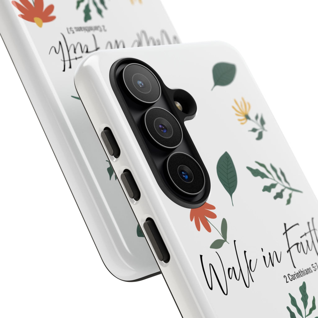 Walk in Faith Floral Phone Case — 2 Corinthians 5:7 Christian iPhone Case