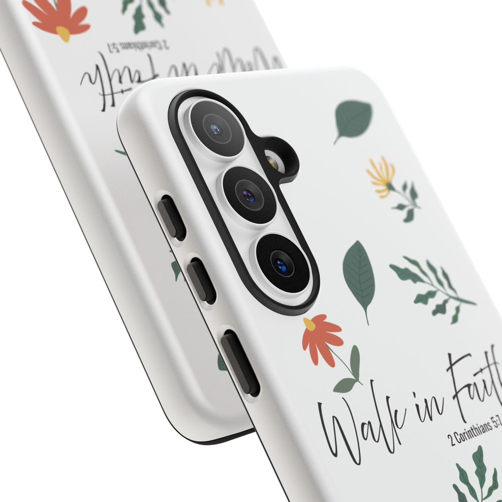 Walk in Faith Floral Phone Case — 2 Corinthians 5:7 Christian iPhone Case
