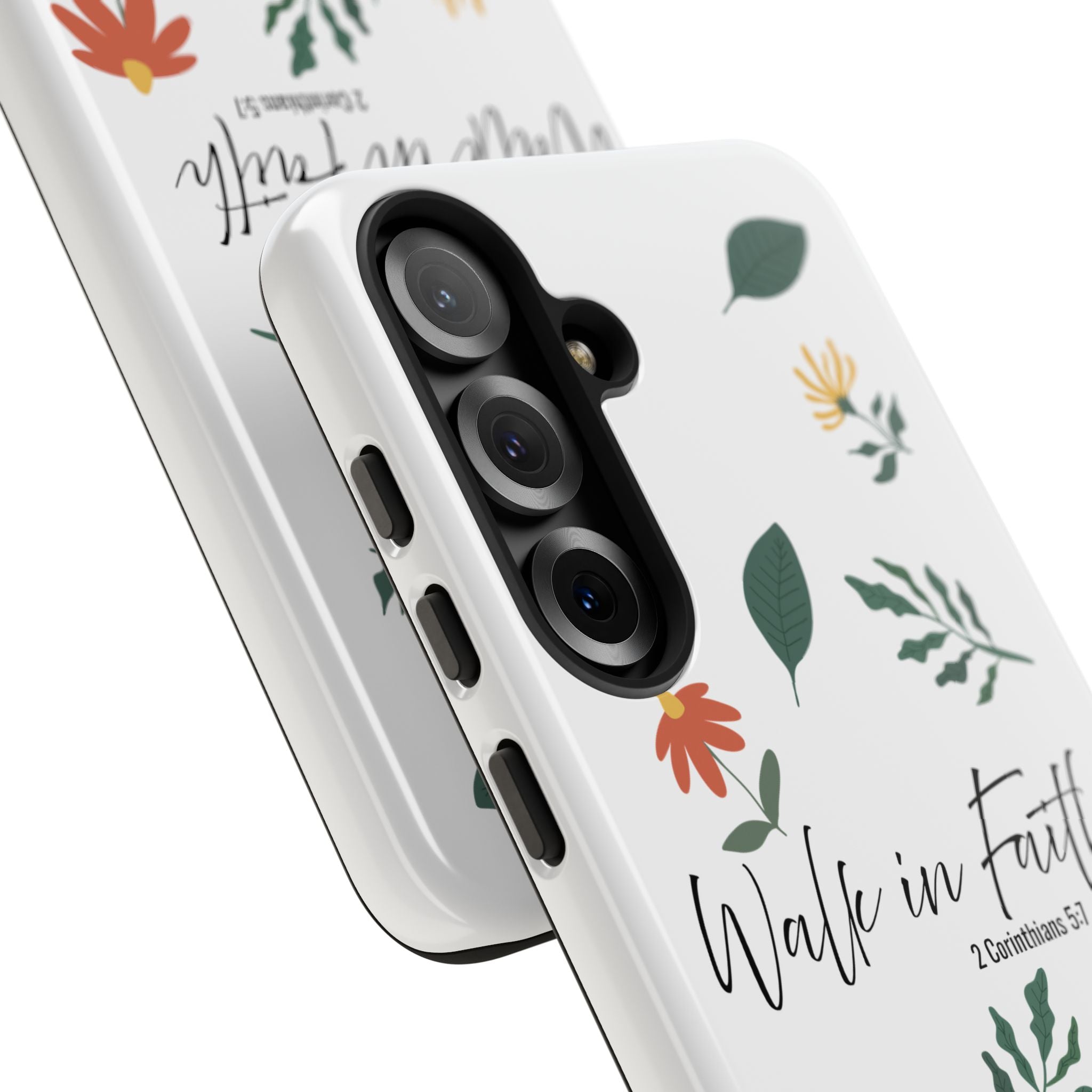 Walk in Faith Floral Phone Case — 2 Corinthians 5:7 Christian iPhone Case