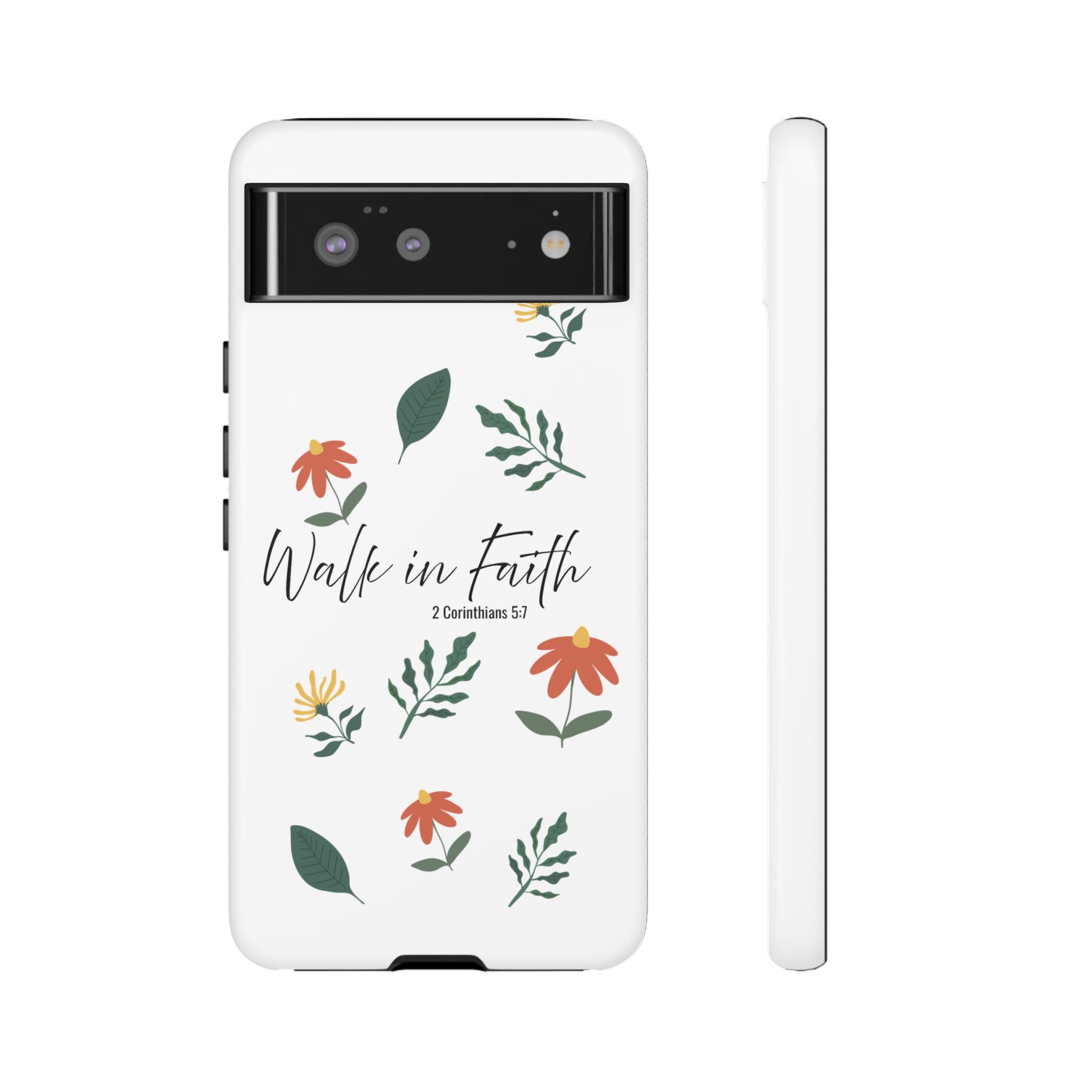 Walk in Faith Floral Phone Case — 2 Corinthians 5:7 Christian iPhone Case