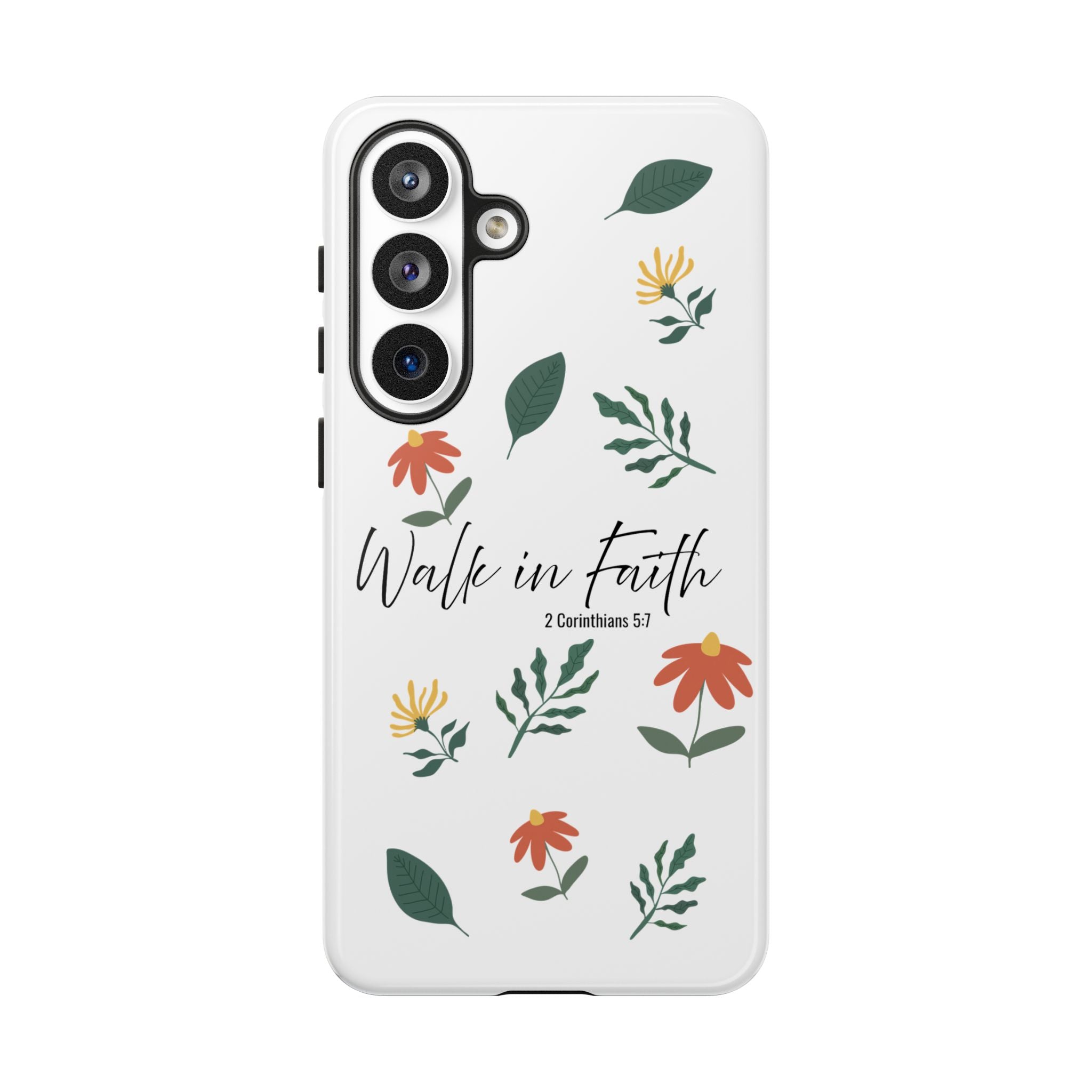 Walk in Faith Floral Phone Case — 2 Corinthians 5:7 Christian iPhone Case