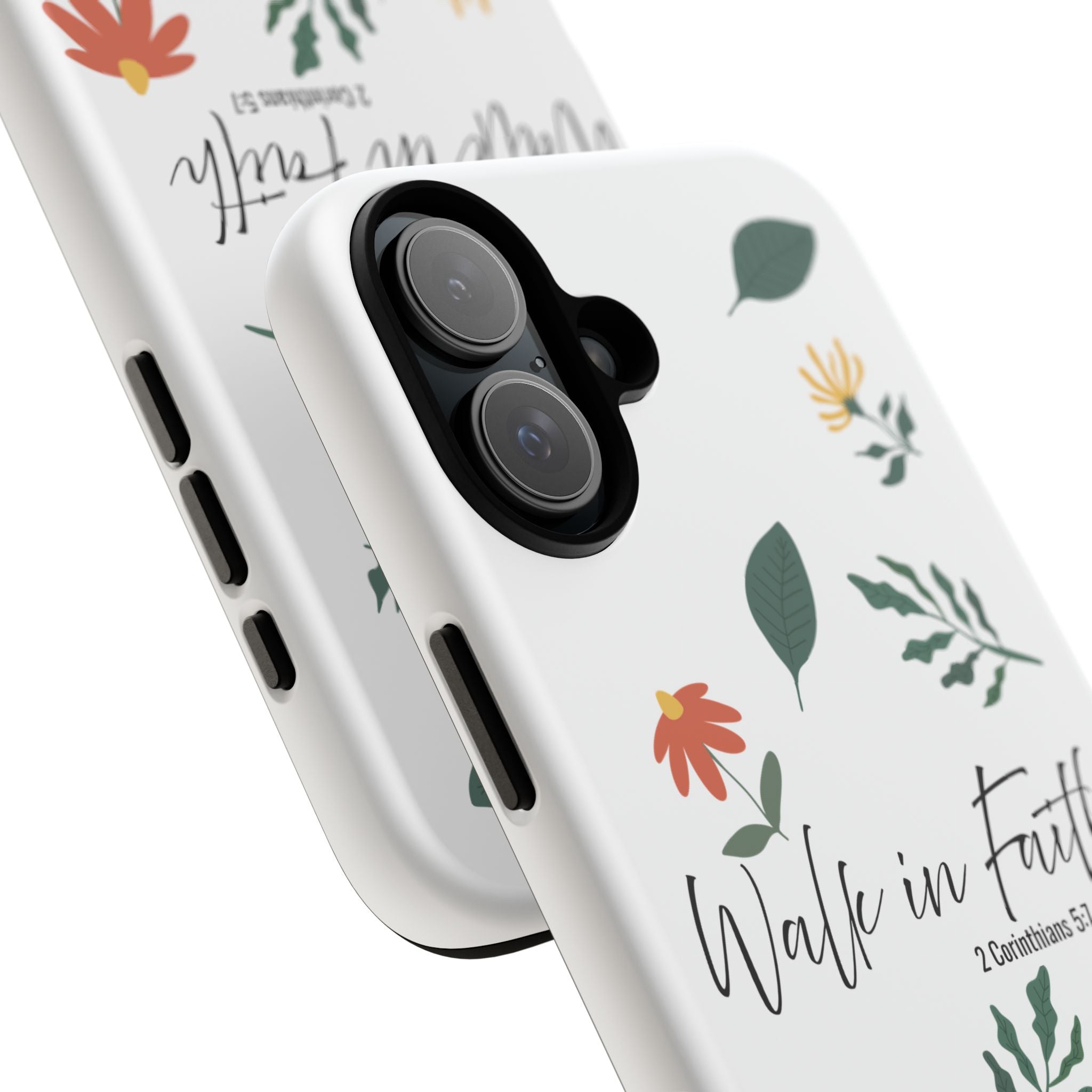 Walk in Faith Floral Phone Case — 2 Corinthians 5:7 Christian iPhone Case
