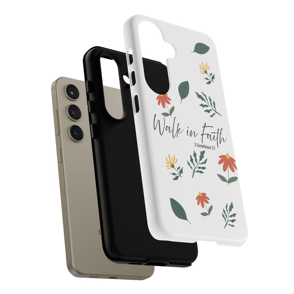 Walk in Faith Floral Phone Case — 2 Corinthians 5:7 Christian iPhone Case