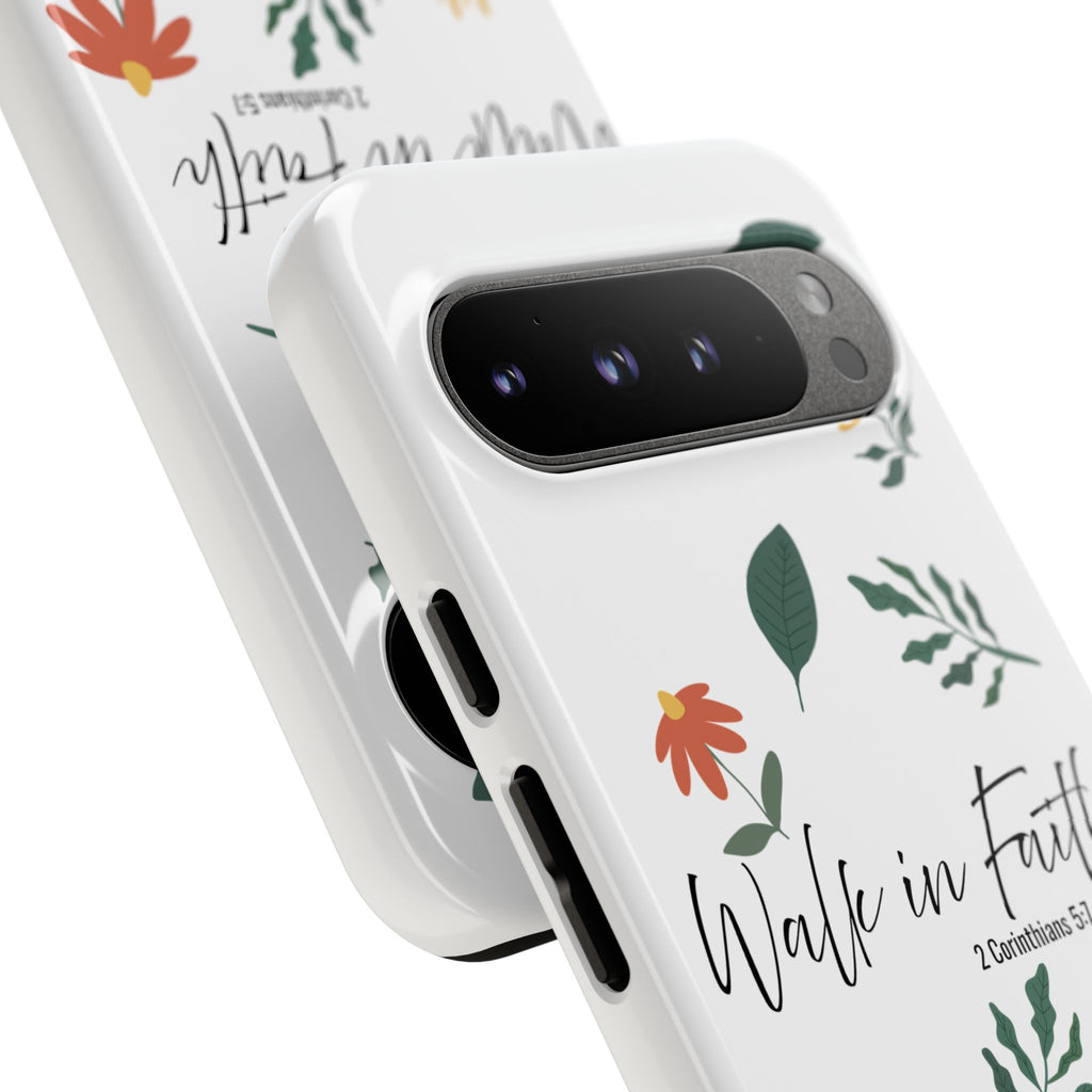 Walk in Faith Floral Phone Case — 2 Corinthians 5:7 Christian iPhone Case