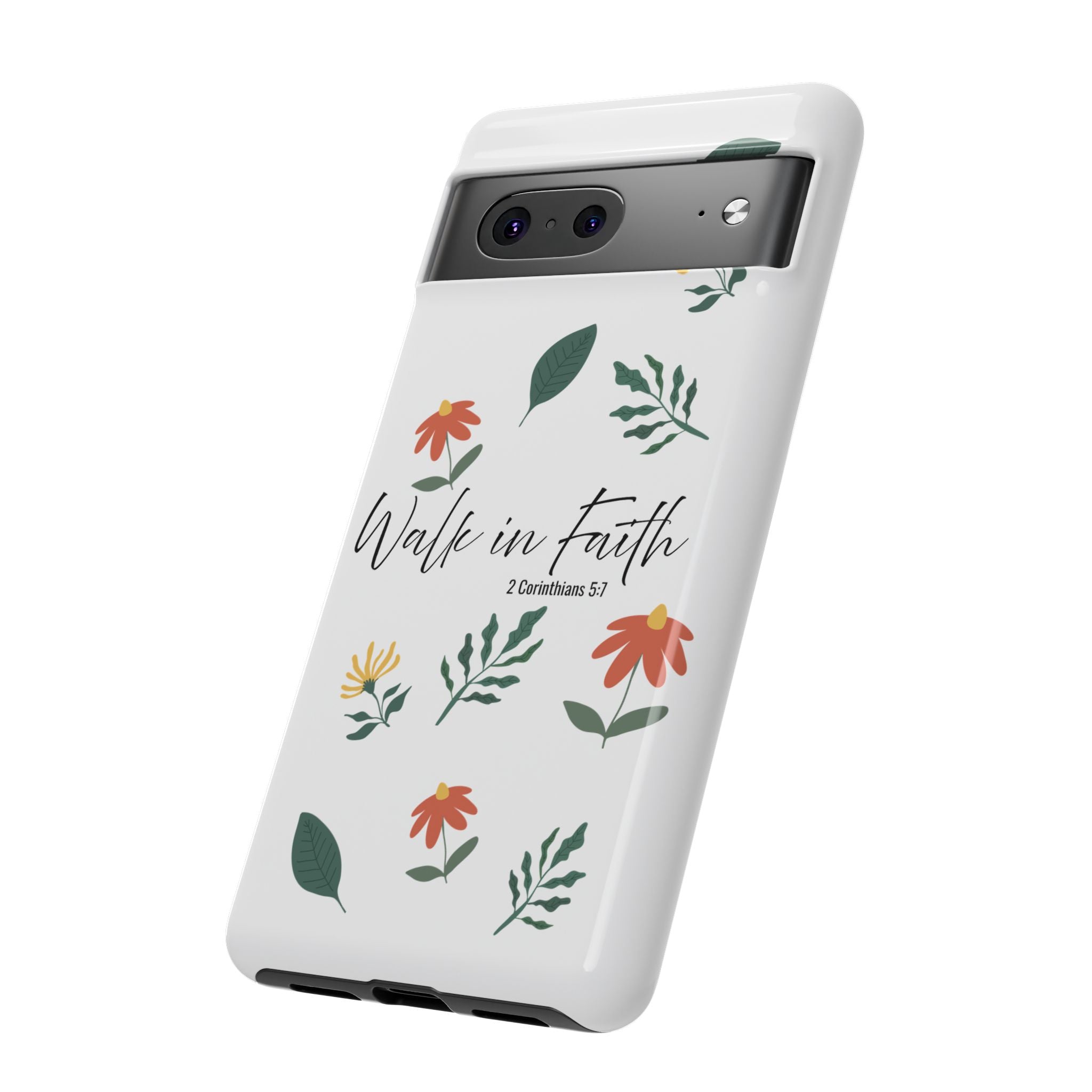 Walk in Faith Floral Phone Case — 2 Corinthians 5:7 Christian iPhone Case