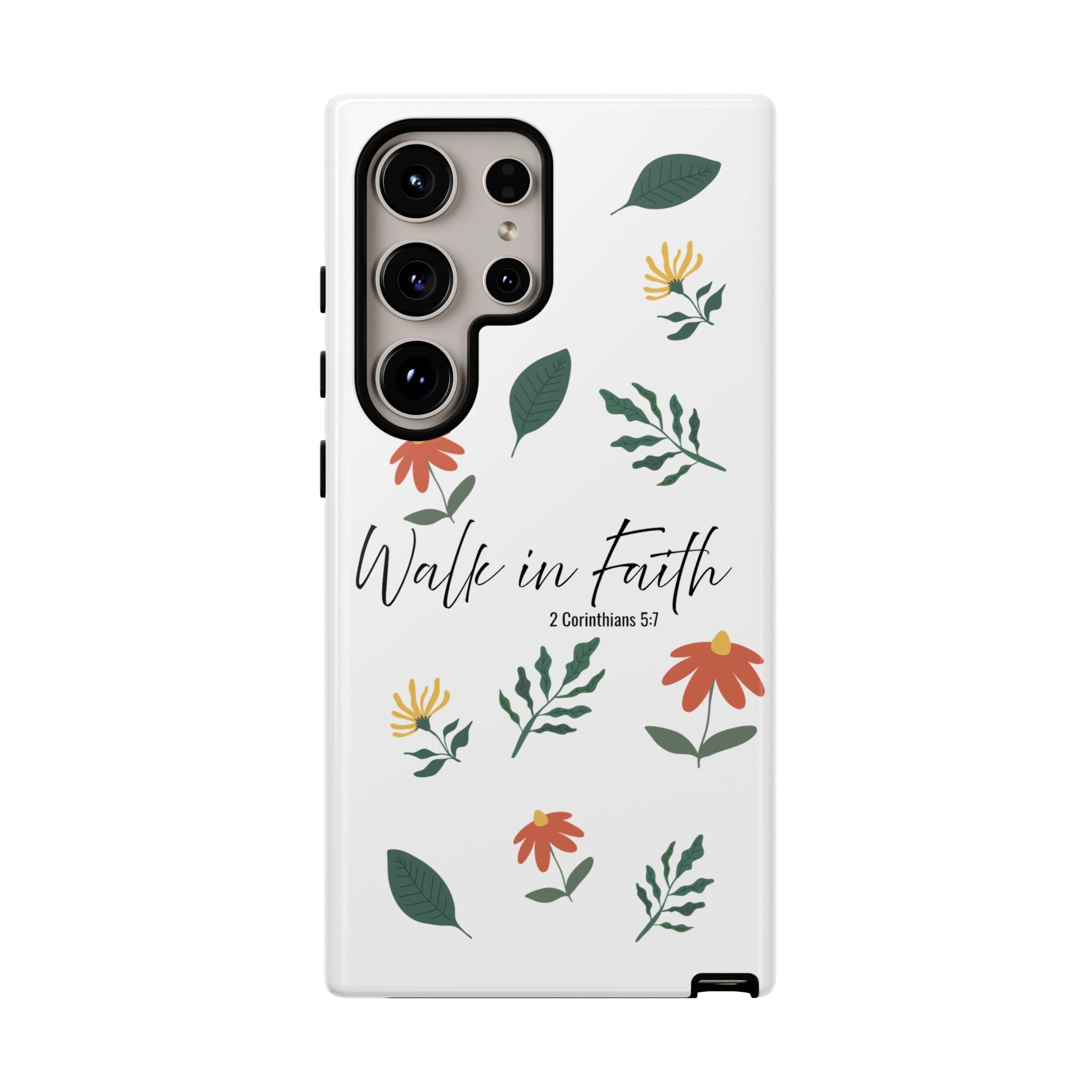 Walk in Faith Floral Phone Case — 2 Corinthians 5:7 Christian iPhone Case