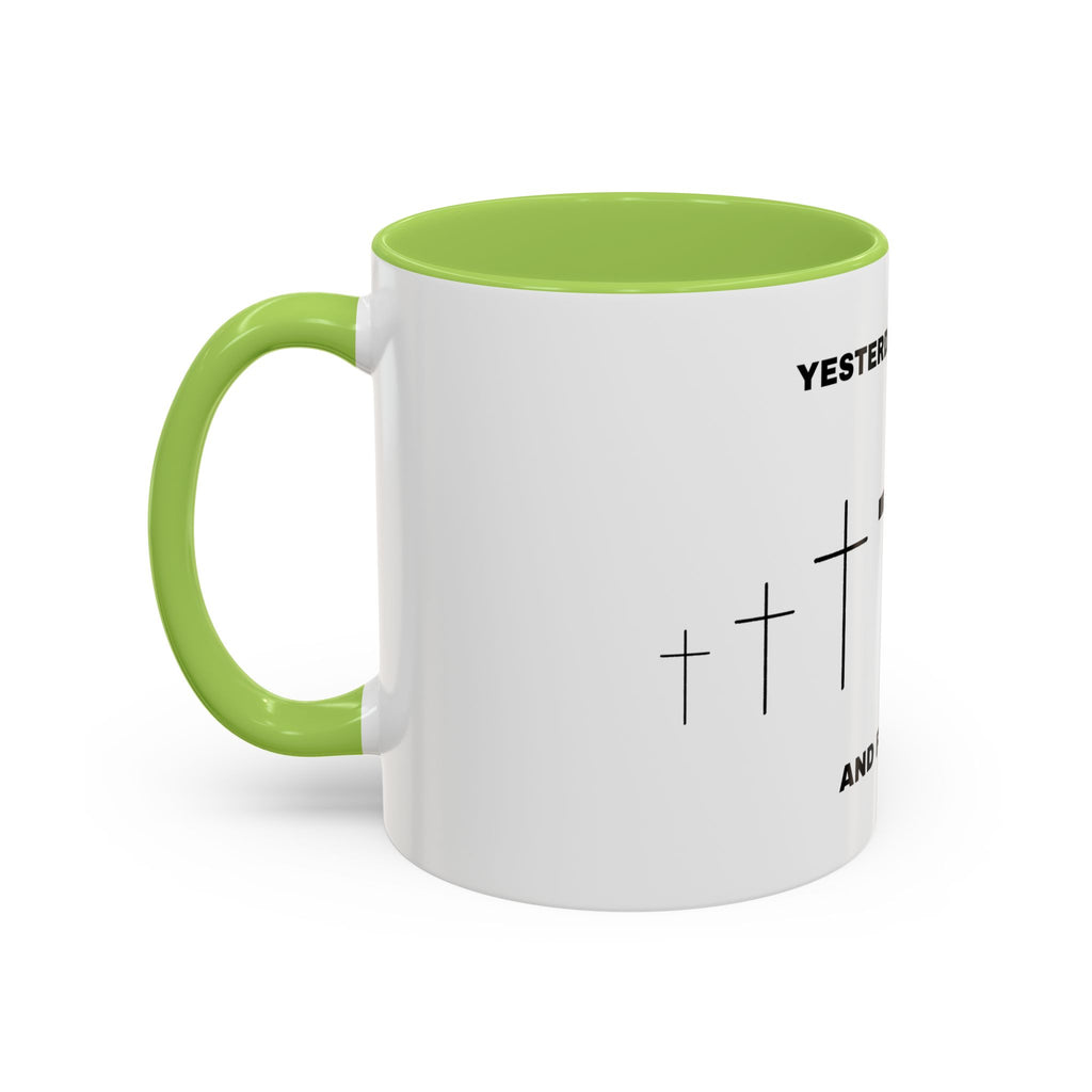 Christian Coffee Mug - "Yesterday, Today and Forever" Cross Accent Mug (11/15oz)