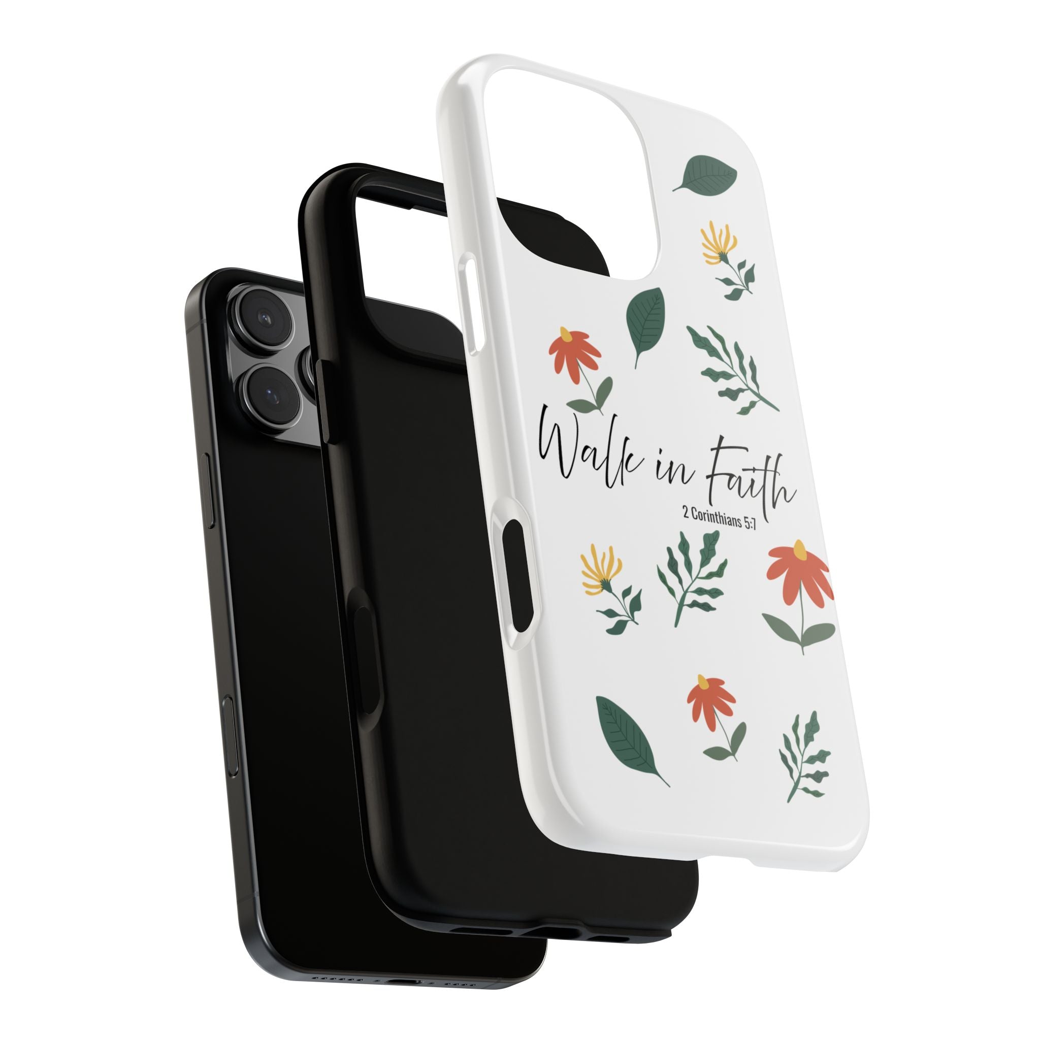 Walk in Faith Floral Phone Case — 2 Corinthians 5:7 Christian iPhone Case