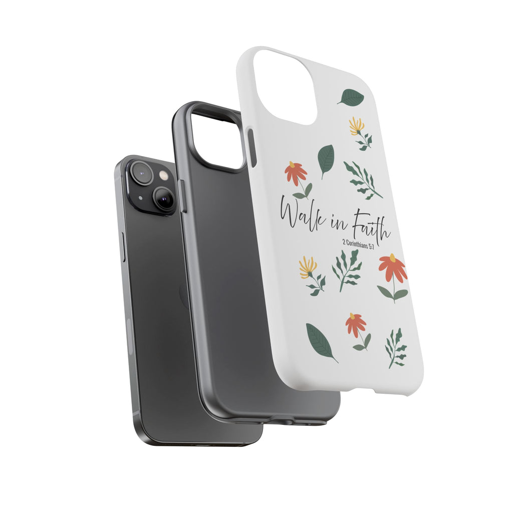Walk in Faith Floral Phone Case — 2 Corinthians 5:7 Christian iPhone Case