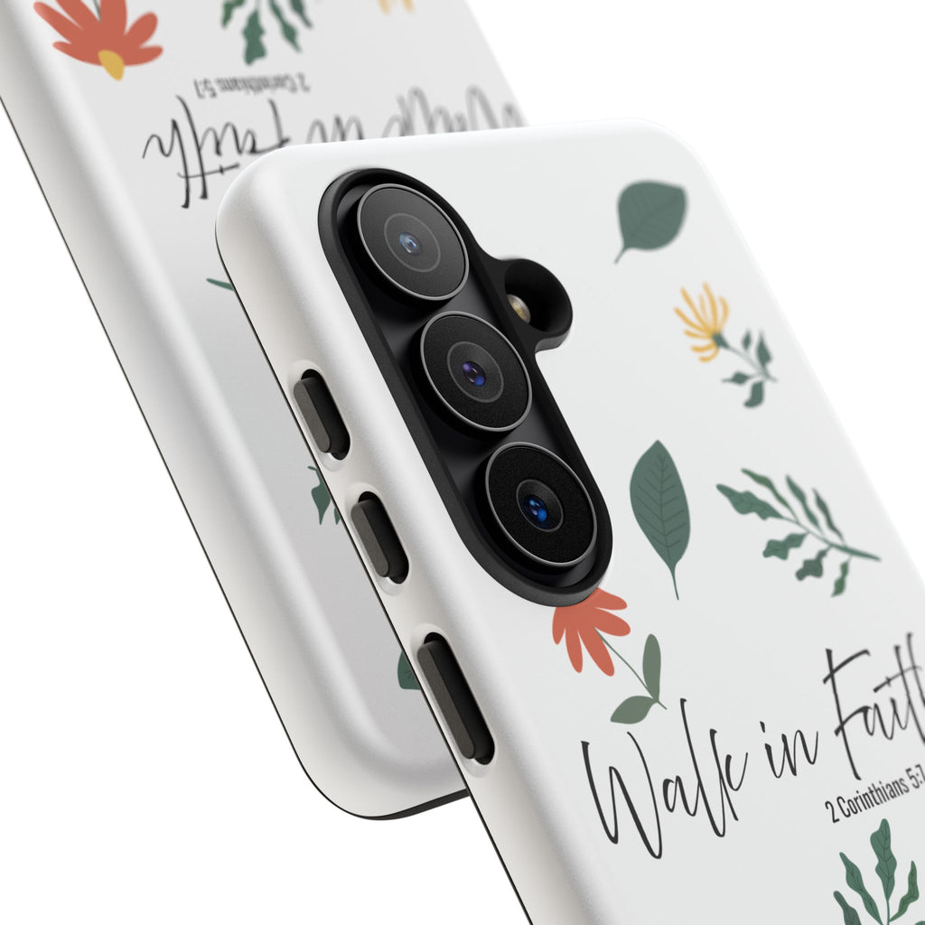 Walk in Faith Floral Phone Case — 2 Corinthians 5:7 Christian iPhone Case