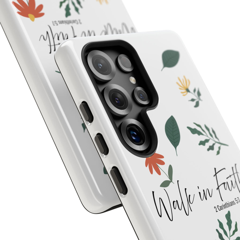 Walk in Faith Floral Phone Case — 2 Corinthians 5:7 Christian iPhone Case