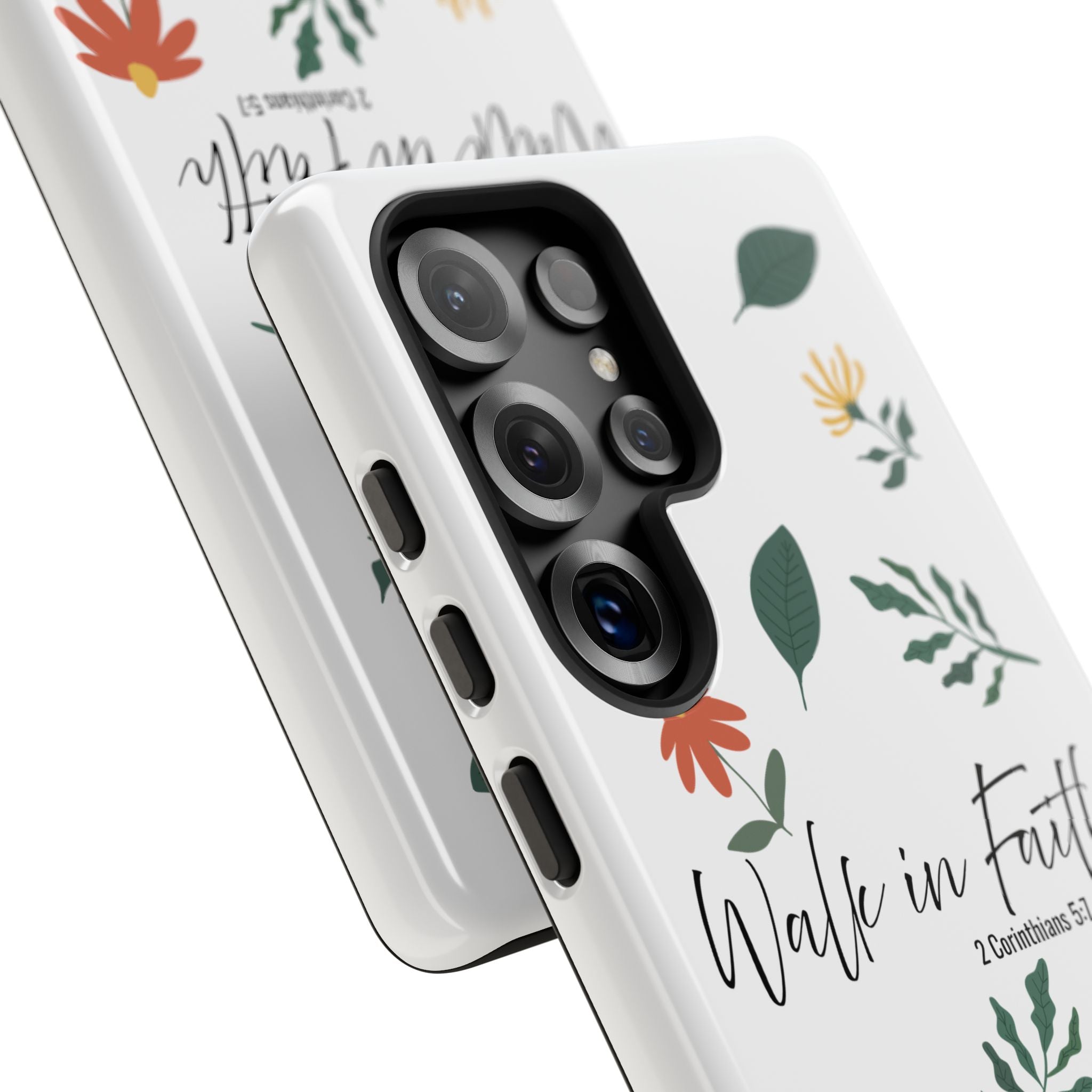 Walk in Faith Floral Phone Case — 2 Corinthians 5:7 Christian iPhone Case