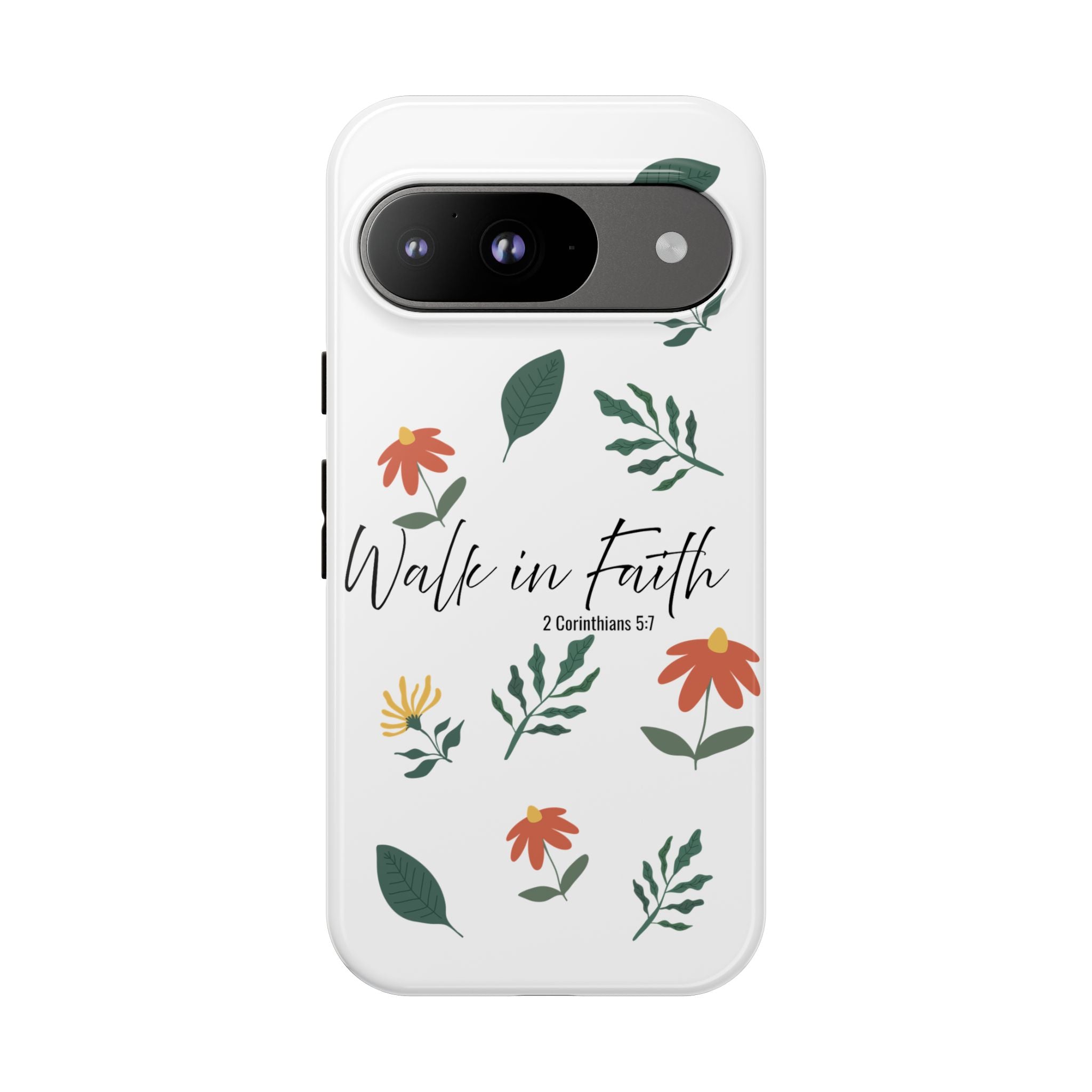 Walk in Faith Floral Phone Case — 2 Corinthians 5:7 Christian iPhone Case