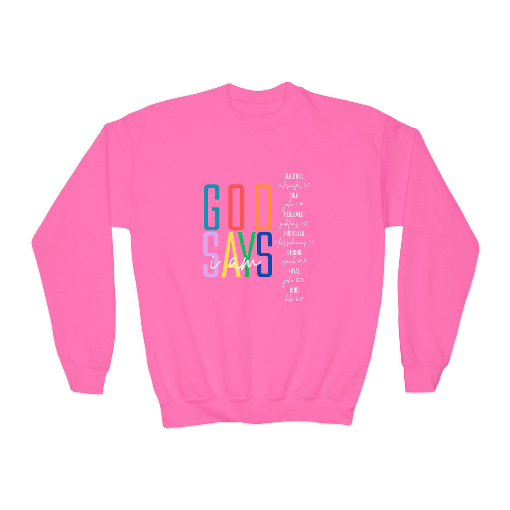 God Says Youth Crewneck Sweatshirt