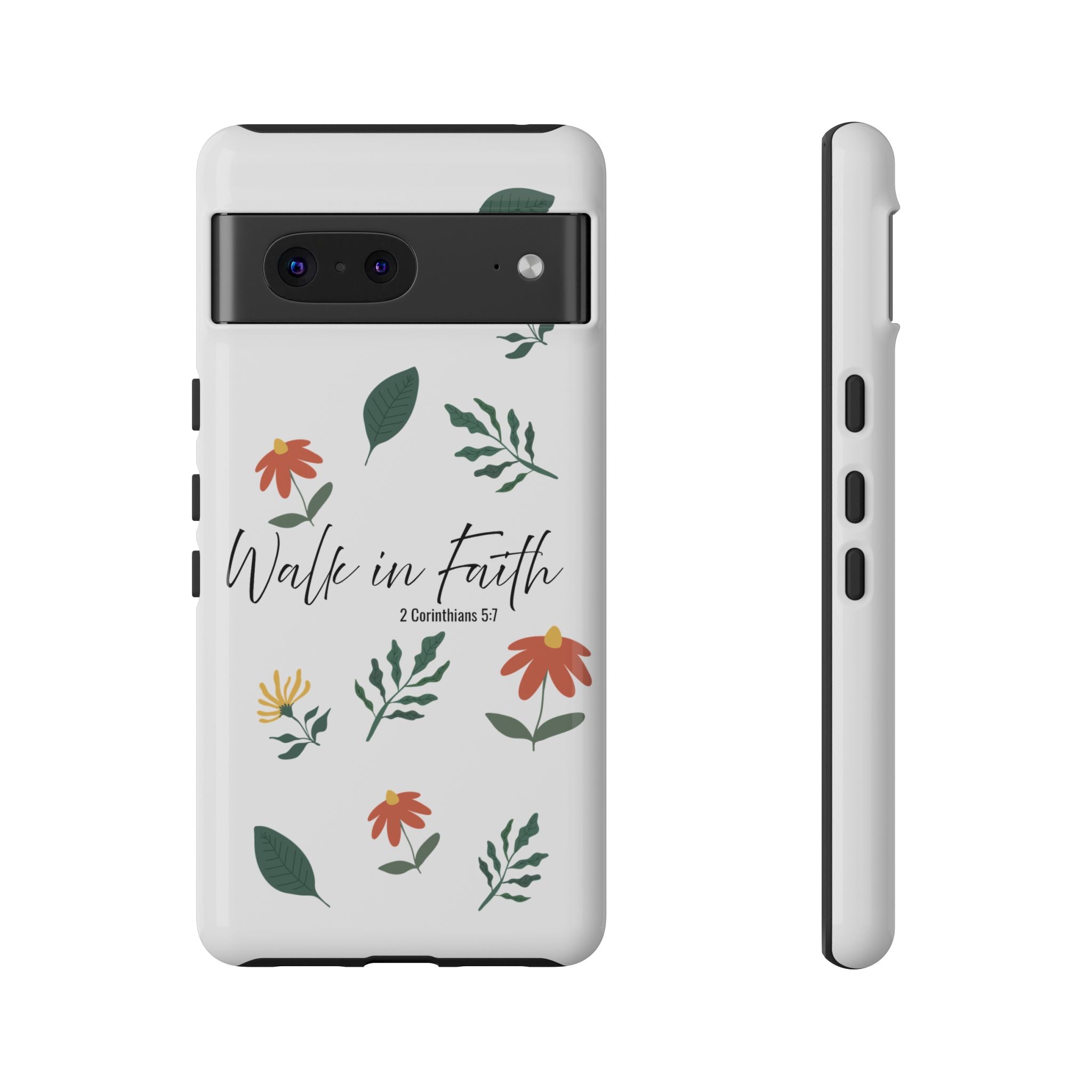 Walk in Faith Floral Phone Case — 2 Corinthians 5:7 Christian iPhone Case