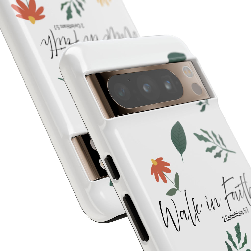 Walk in Faith Floral Phone Case — 2 Corinthians 5:7 Christian iPhone Case