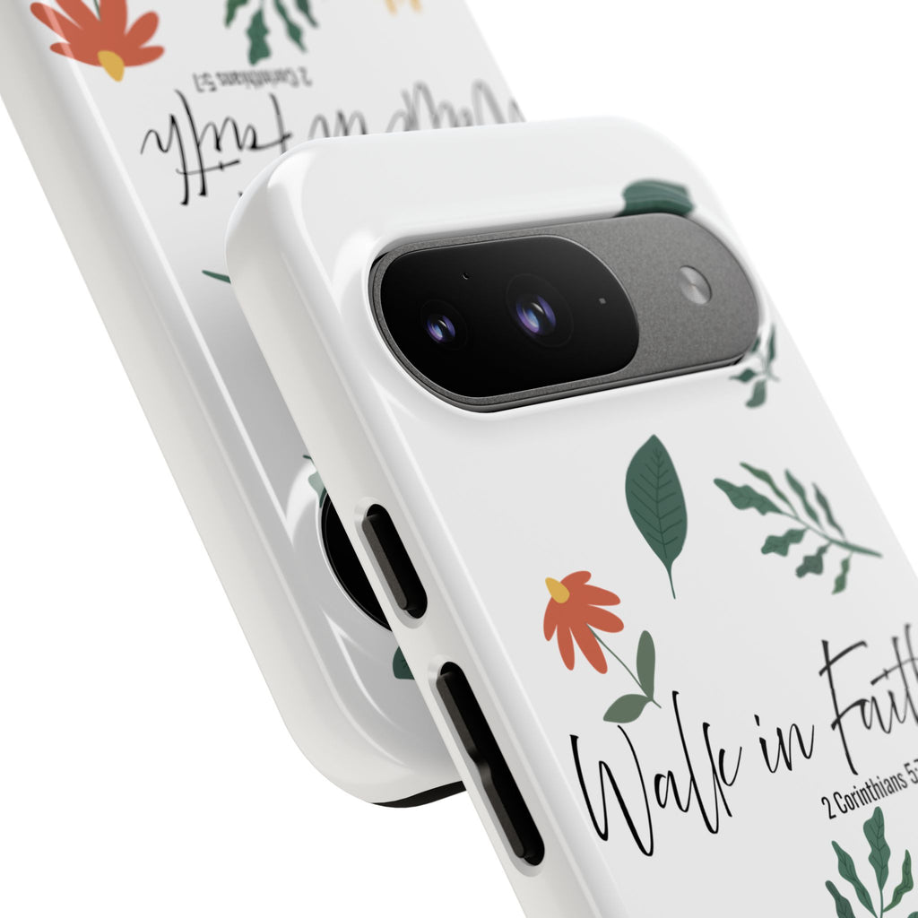 Walk in Faith Floral Phone Case — 2 Corinthians 5:7 Christian iPhone Case