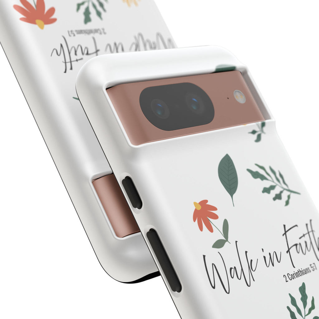 Walk in Faith Floral Phone Case — 2 Corinthians 5:7 Christian iPhone Case