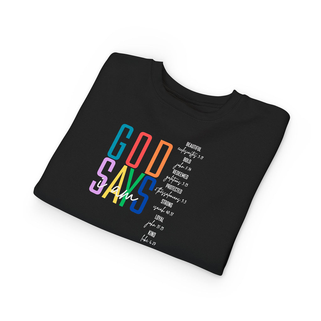 "GOD SAYS" Rainbow  Crewneck (Toddler)