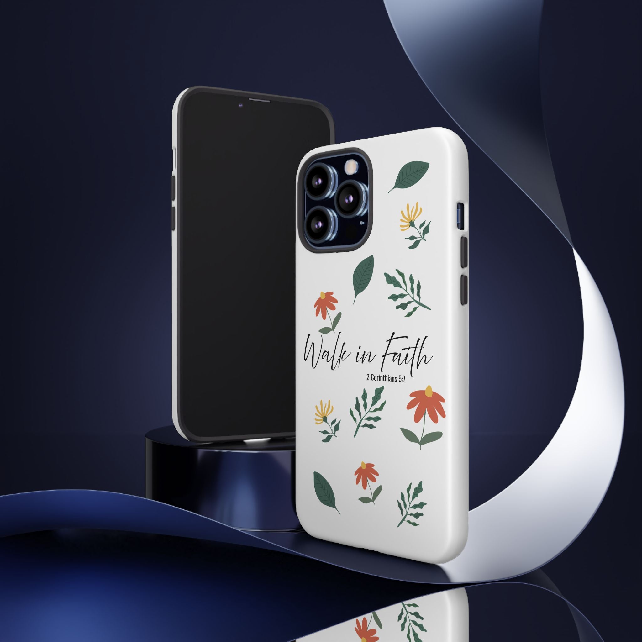 Walk in Faith Floral Phone Case — 2 Corinthians 5:7 Christian iPhone Case