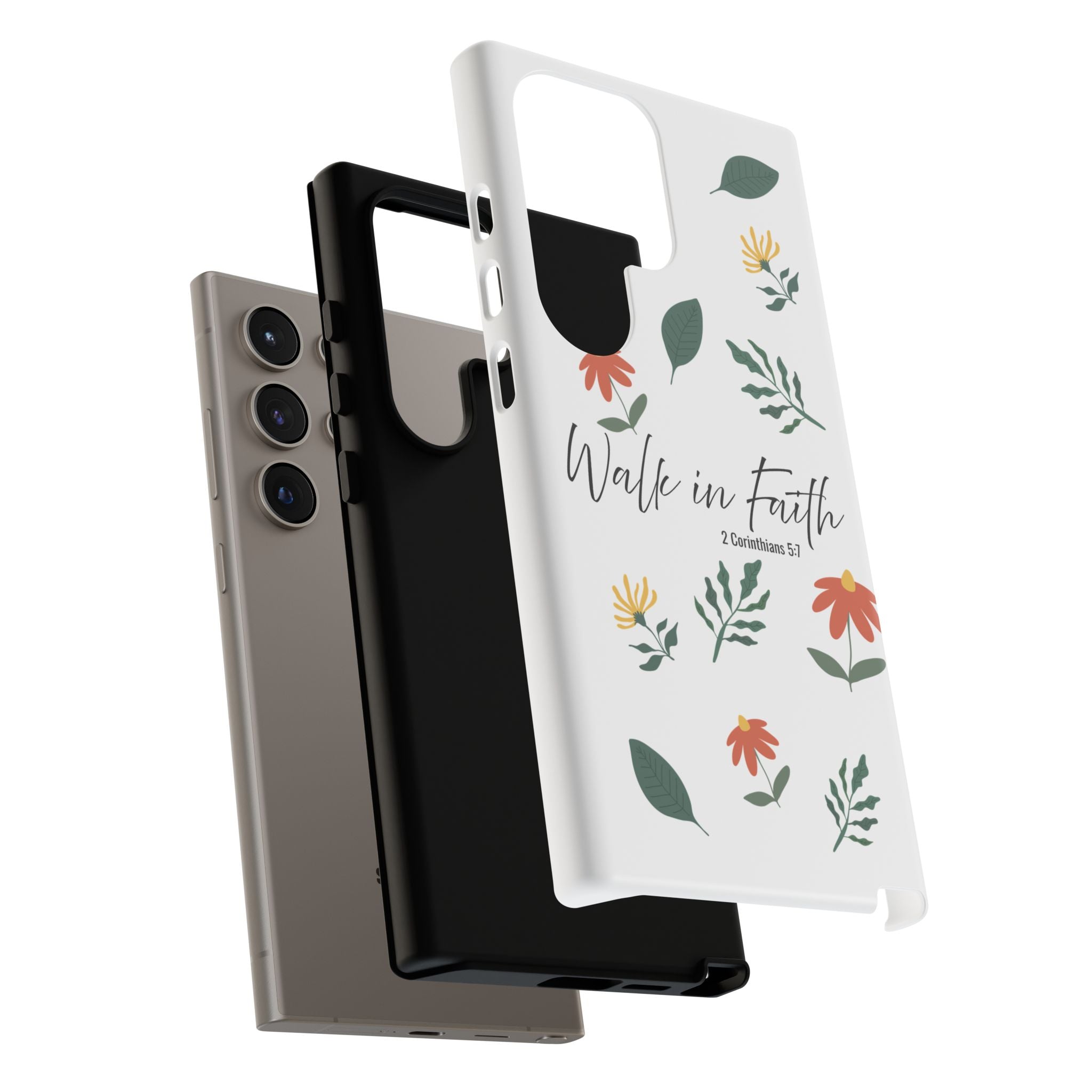 Walk in Faith Floral Phone Case — 2 Corinthians 5:7 Christian iPhone Case