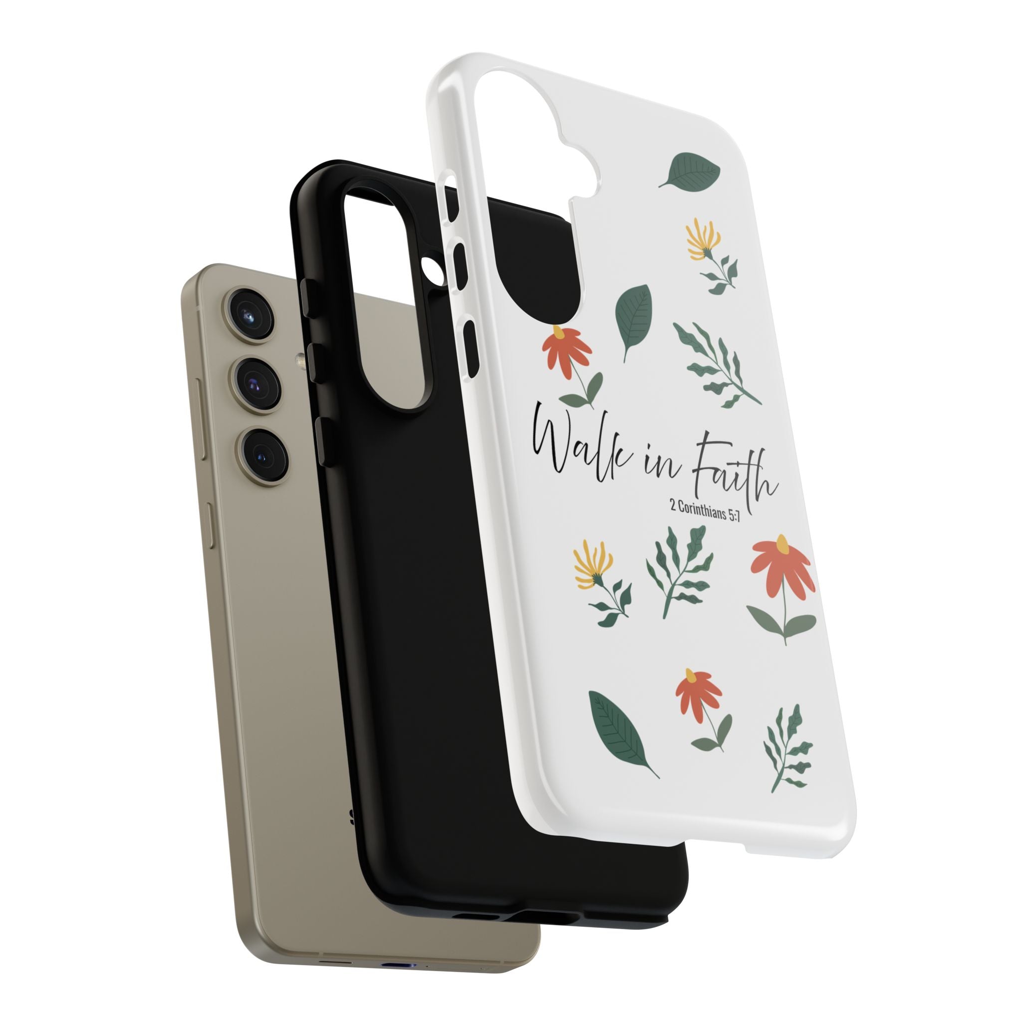 Walk in Faith Floral Phone Case — 2 Corinthians 5:7 Christian iPhone Case