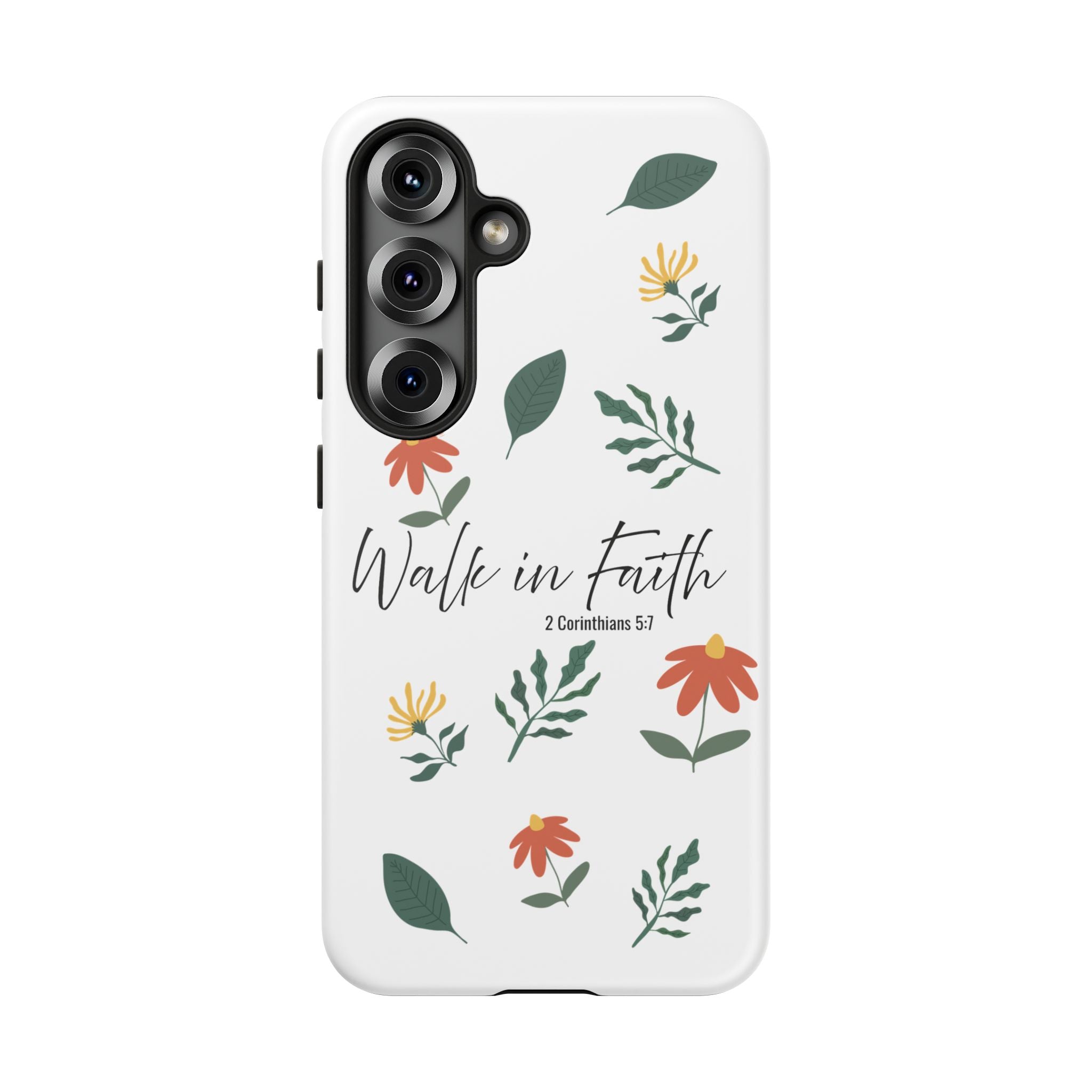 Walk in Faith Floral Phone Case — 2 Corinthians 5:7 Christian iPhone Case