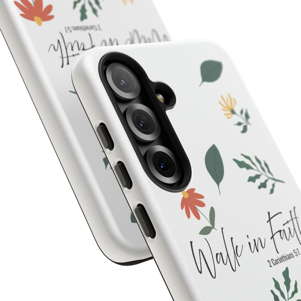 Walk in Faith Floral Phone Case — 2 Corinthians 5:7 Christian iPhone Case