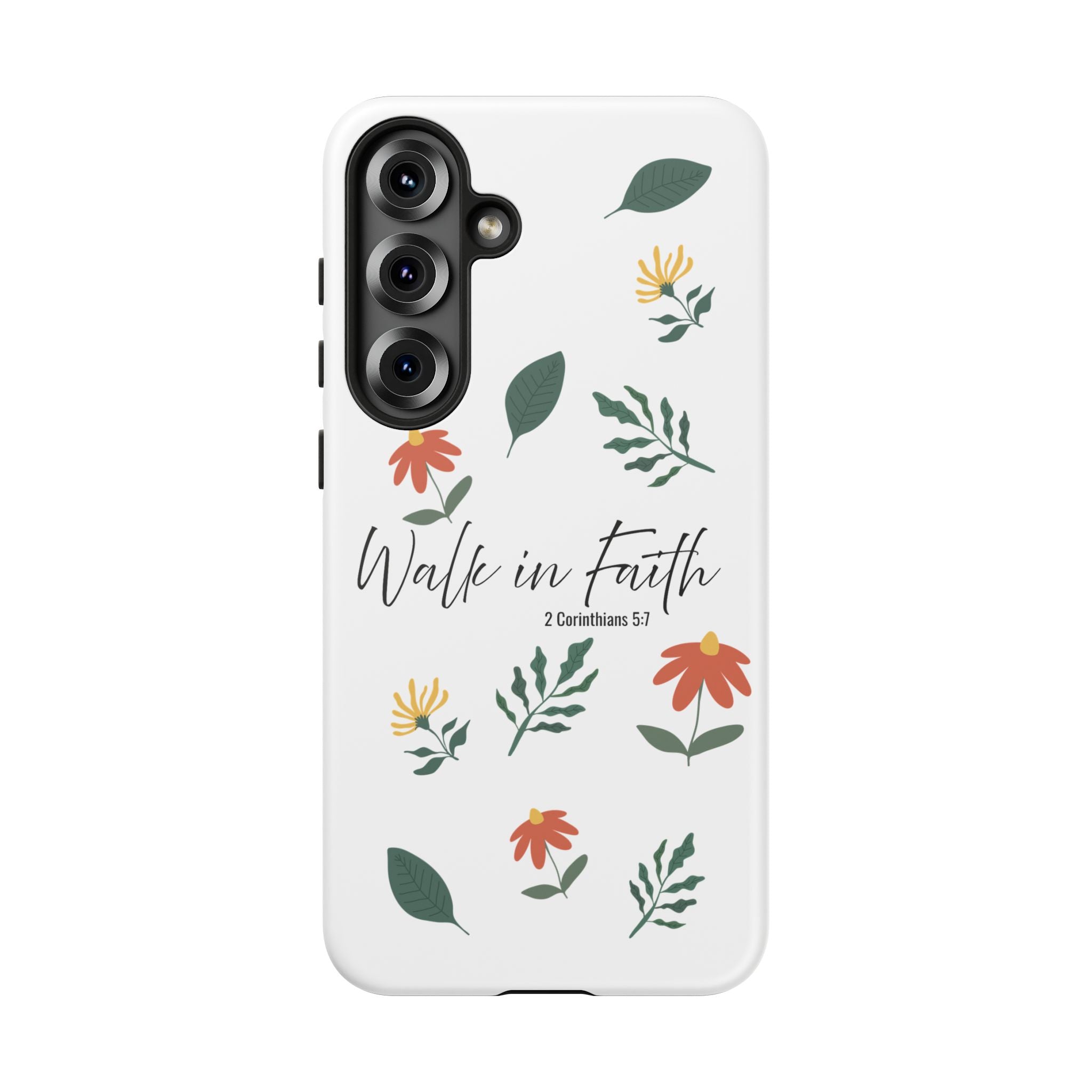 Walk in Faith Floral Phone Case — 2 Corinthians 5:7 Christian iPhone Case