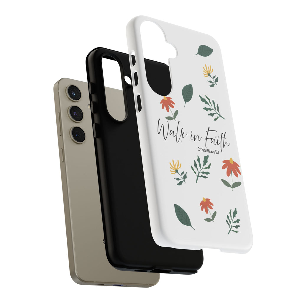 Walk in Faith Floral Phone Case — 2 Corinthians 5:7 Christian iPhone Case